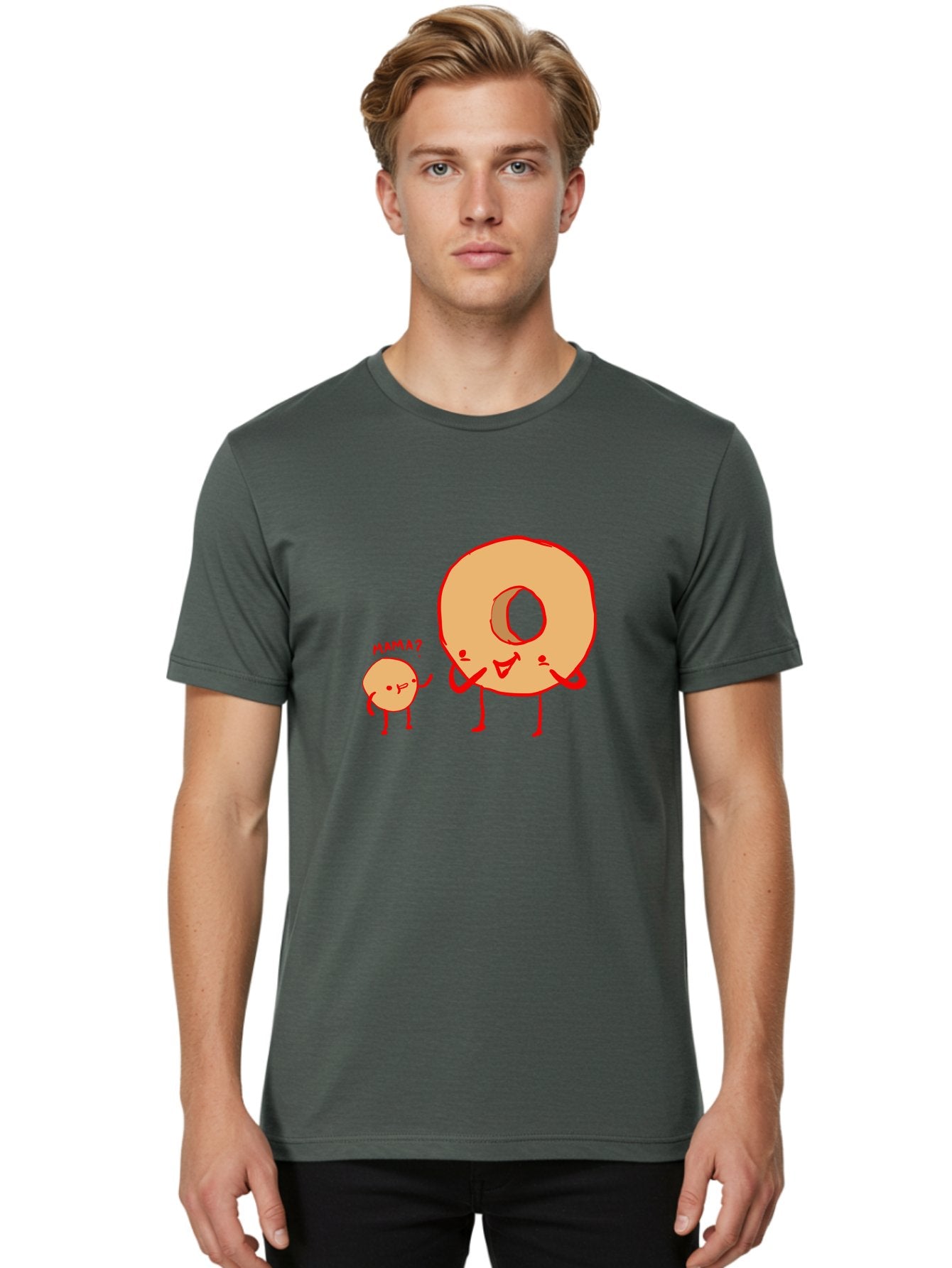 Donut-And-Ball Men'S Graphic Tee, 100% Cotton, Comfortable Casual Summer Wear, Machine Washable, Cartoon Donut, Donut Character, Cute Donut, Child Donut, Mama Donut, Sweet Treat, Funny Illustration, Donut Love, Animated Donut -  Aaa026 16