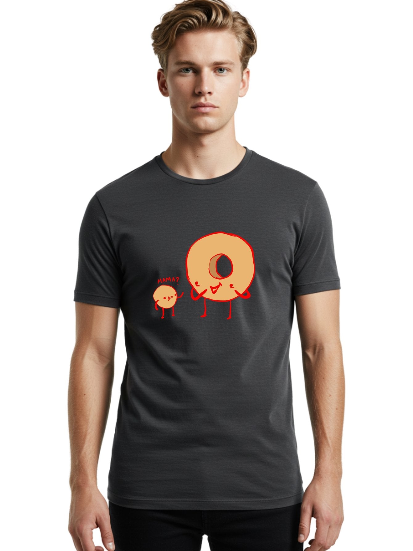 Donut-And-Ball Men'S Graphic Tee, 100% Cotton, Comfortable Casual Summer Wear, Machine Washable, Cartoon Donut, Donut Character, Cute Donut, Child Donut, Mama Donut, Sweet Treat, Funny Illustration, Donut Love, Animated Donut -  Aaa026 6