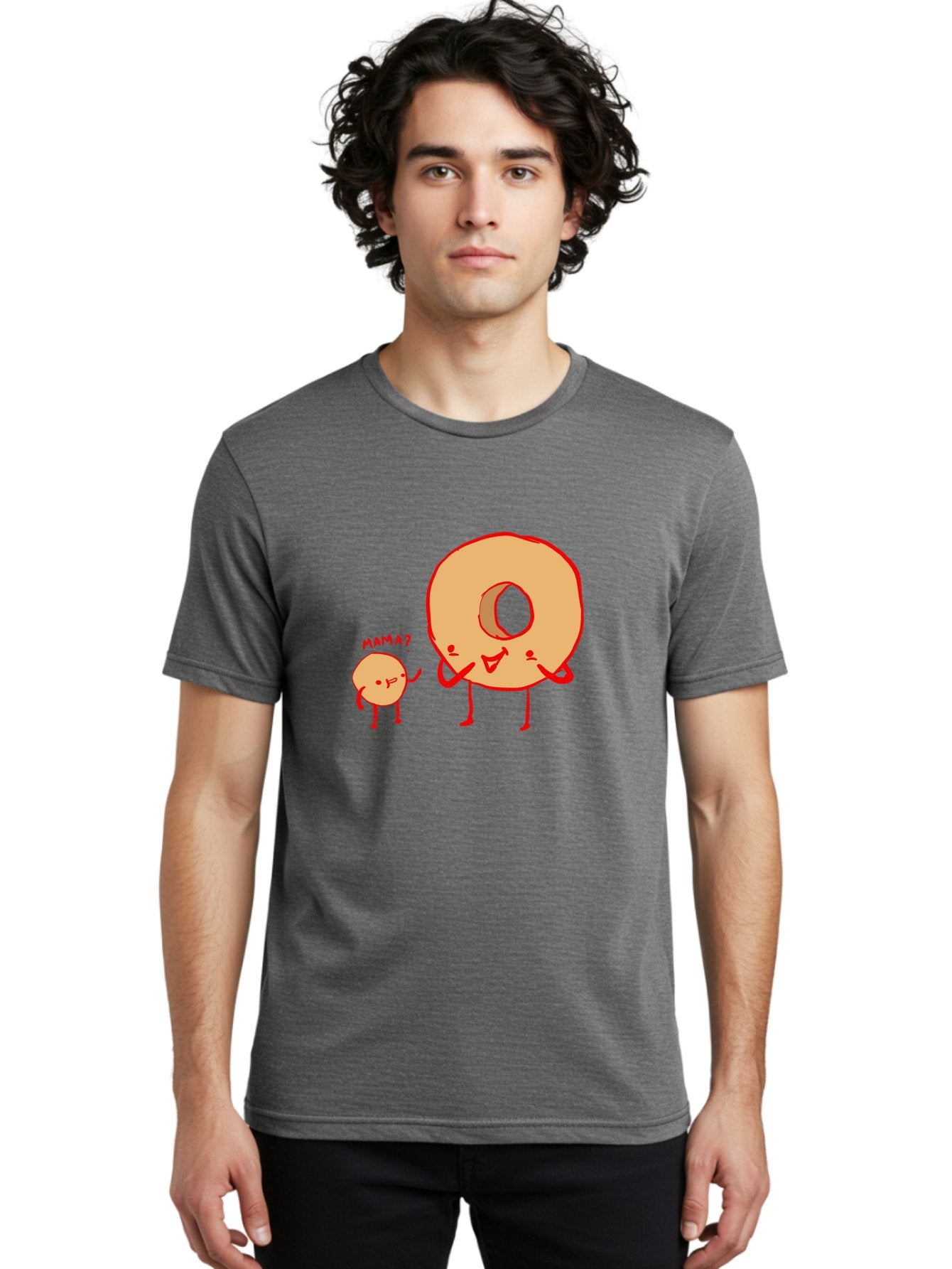 Donut-And-Ball Men'S Graphic Tee, 100% Cotton, Comfortable Casual Summer Wear, Machine Washable, Cartoon Donut, Donut Character, Cute Donut, Child Donut, Mama Donut, Sweet Treat, Funny Illustration, Donut Love, Animated Donut -  Aaa026 28