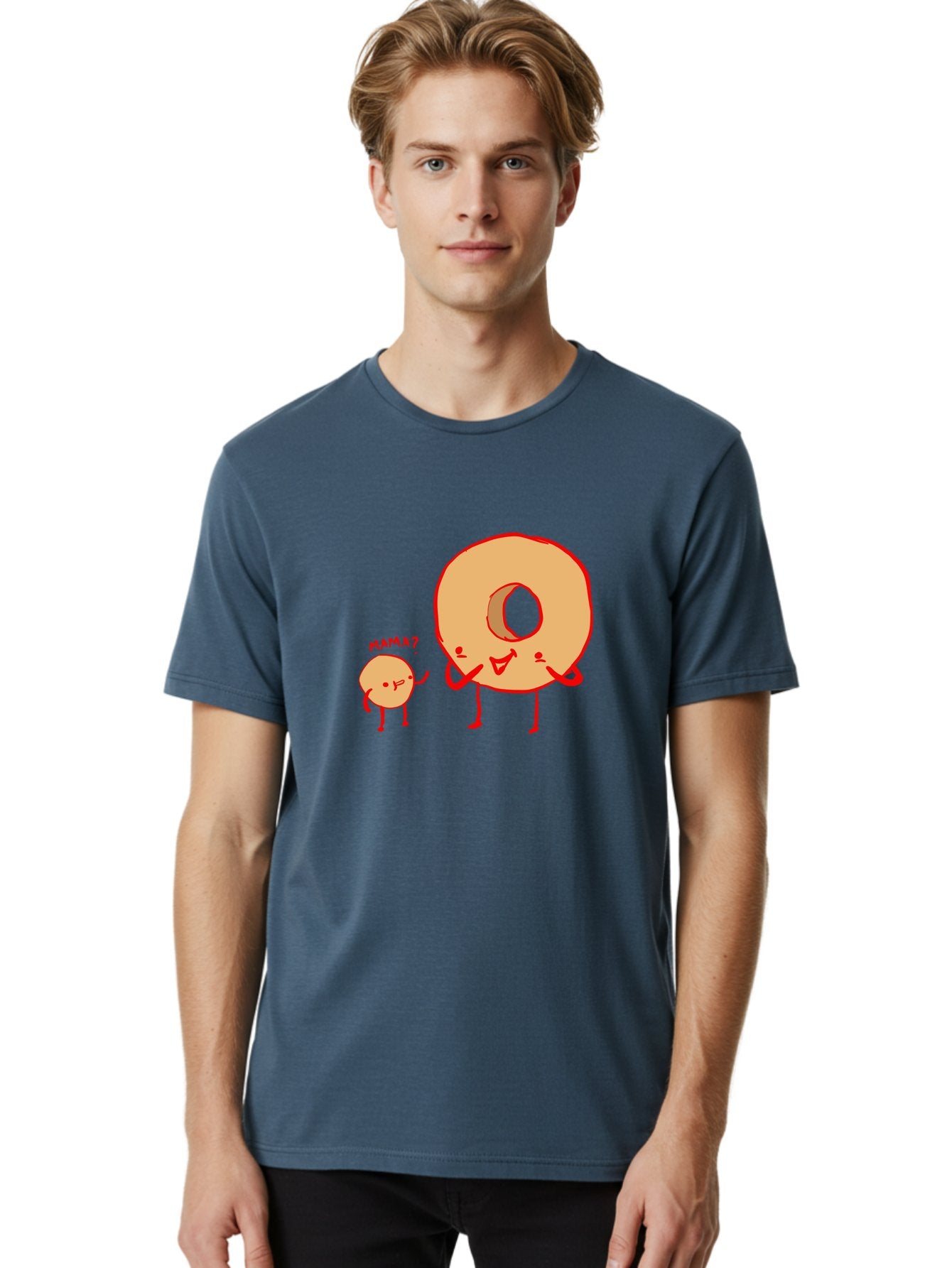 Donut-And-Ball Men'S Graphic Tee, 100% Cotton, Comfortable Casual Summer Wear, Machine Washable, Cartoon Donut, Donut Character, Cute Donut, Child Donut, Mama Donut, Sweet Treat, Funny Illustration, Donut Love, Animated Donut -  Aaa026 4
