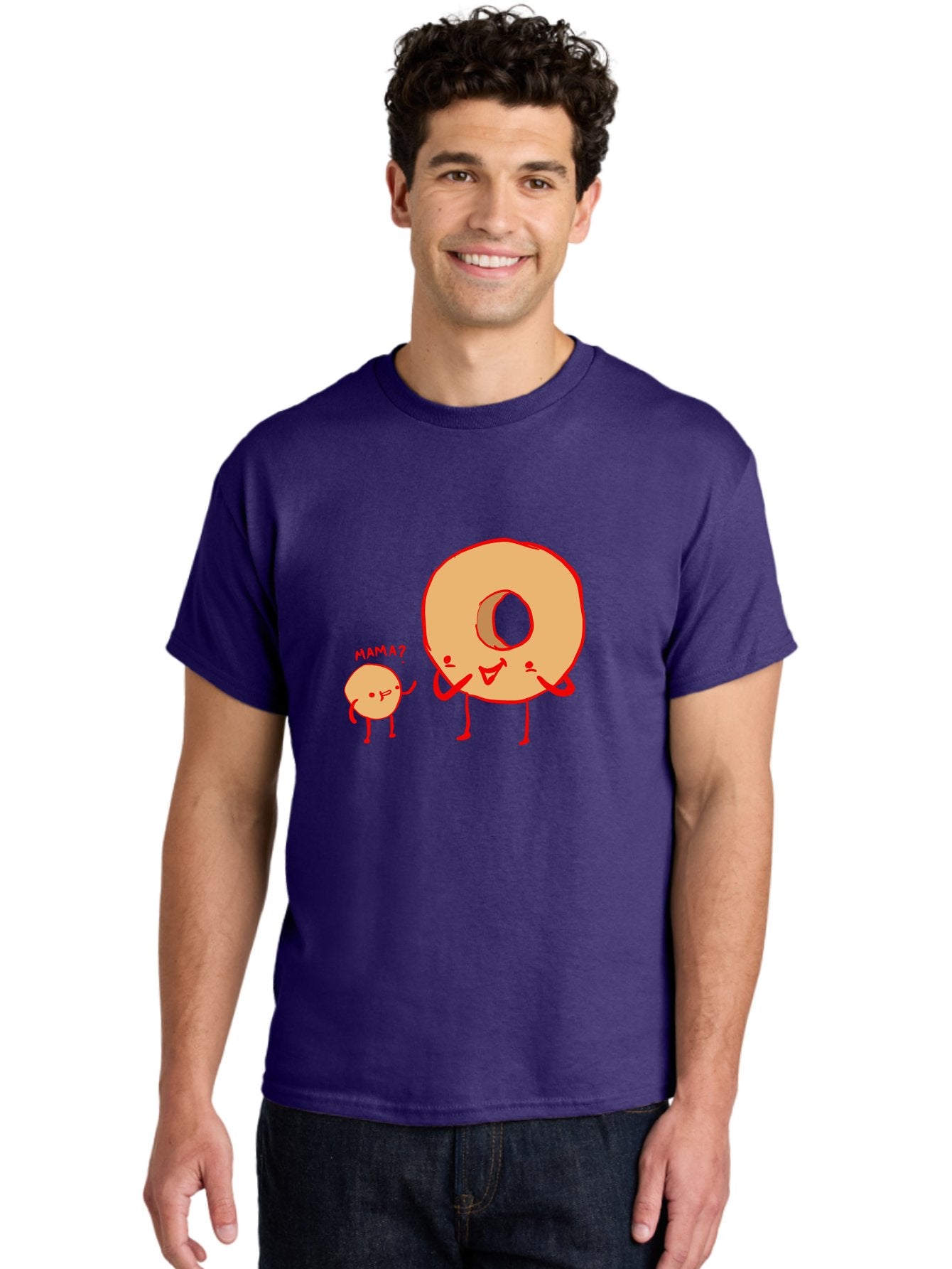 Donut-And-Ball Men'S Graphic Tee, 100% Cotton, Comfortable Casual Summer Wear, Machine Washable, Cartoon Donut, Donut Character, Cute Donut, Child Donut, Mama Donut, Sweet Treat, Funny Illustration, Donut Love, Animated Donut -  Aaa026 12