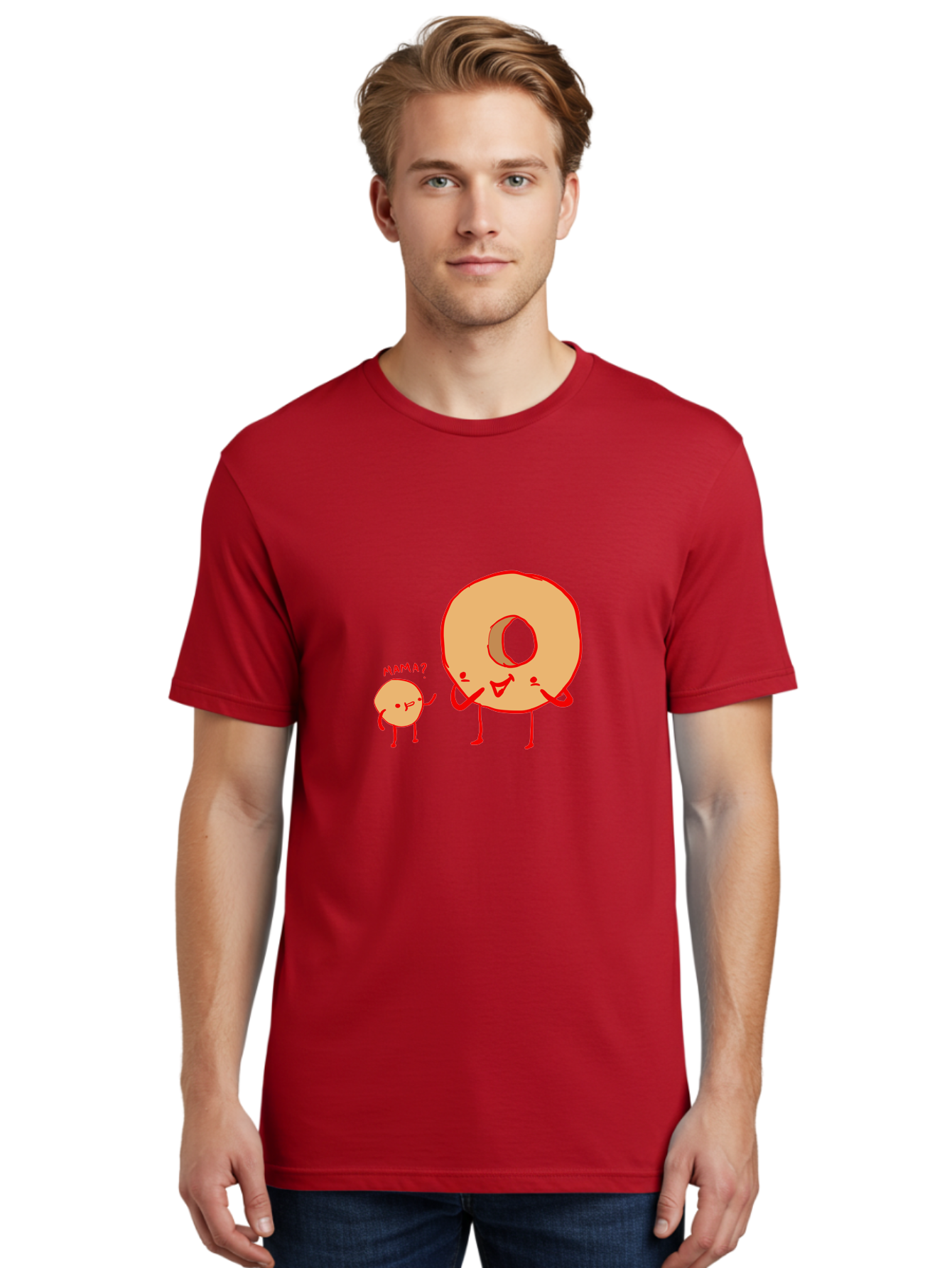 Donut-And-Ball Men'S Graphic Tee, 100% Cotton, Comfortable Casual Summer Wear, Machine Washable, Cartoon Donut, Donut Character, Cute Donut, Child Donut, Mama Donut, Sweet Treat, Funny Illustration, Donut Love, Animated Donut -  Aaa026 28