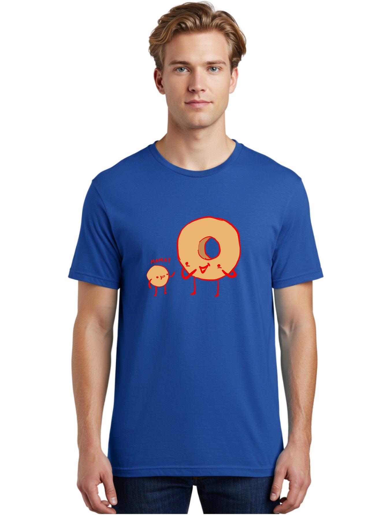 Donut-And-Ball Men'S Graphic Tee, 100% Cotton, Comfortable Casual Summer Wear, Machine Washable, Cartoon Donut, Donut Character, Cute Donut, Child Donut, Mama Donut, Sweet Treat, Funny Illustration, Donut Love, Animated Donut -  Aaa026 10