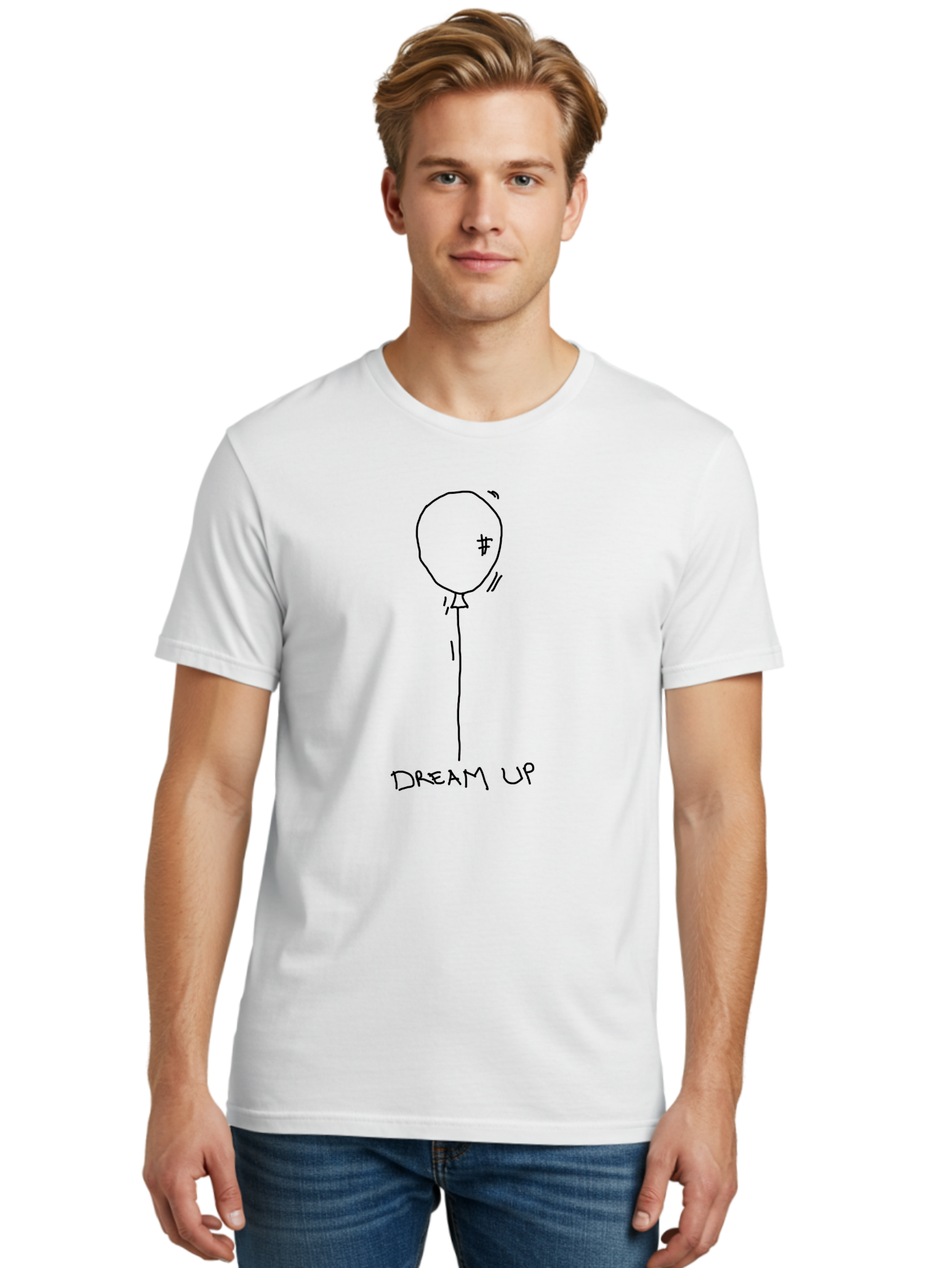 Dream-Up-Balloon Men'S Graphic Tee, 100% Cotton, Comfortable Casual Summer Wear, Machine Washable, Hand Drawn Balloon, Dream Big, Aspirations, Motivation, Inspirational Quote, Simple Illustration, Minimalistic Design, Dollar Sign Symbol -  Aaa028