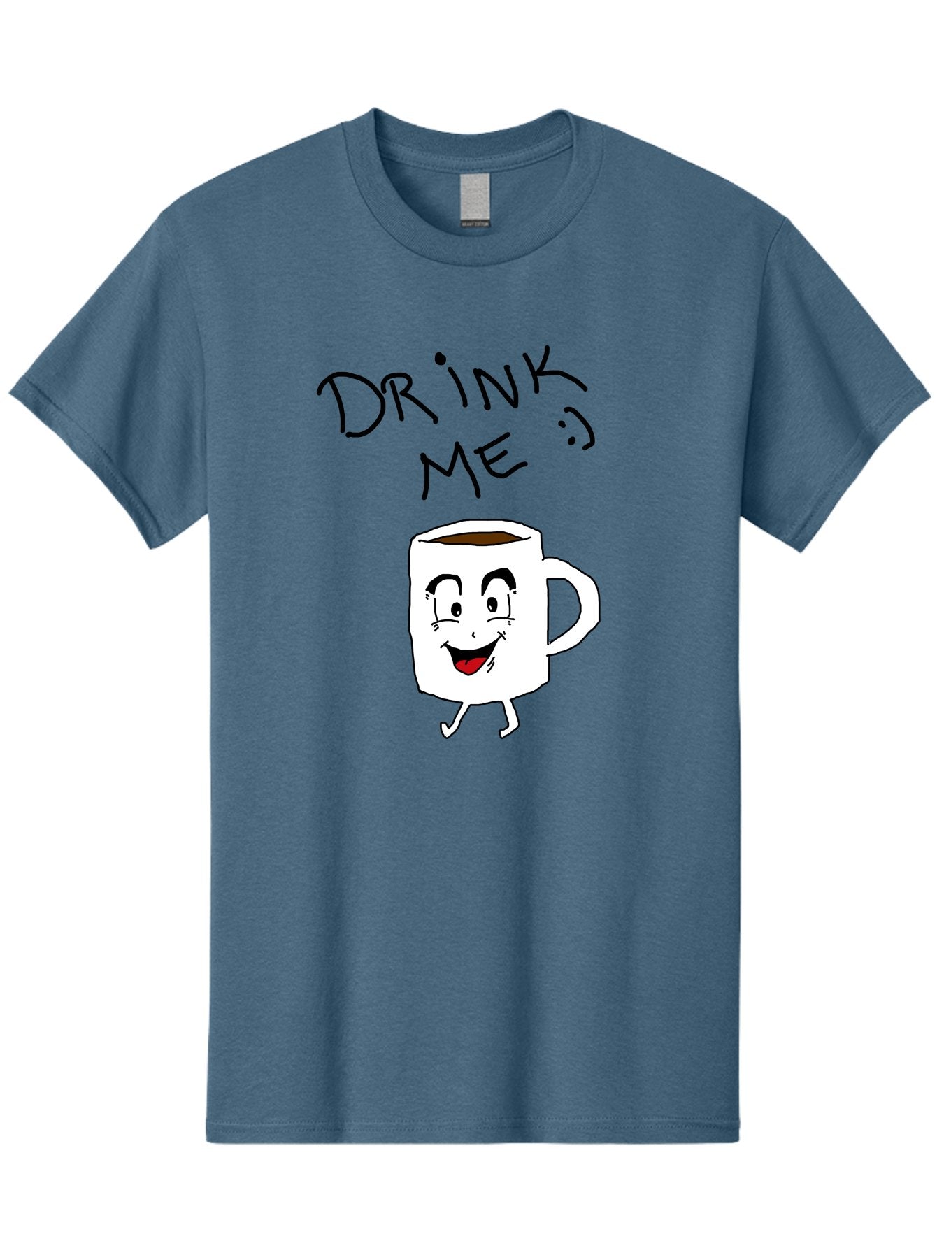 Drink-Me Men'S Graphic Tee, 100% Cotton, Comfortable Casual Summer Wear, Machine Washable, Cartoon Coffee Mug, Anthropomorphic Character, Smiling Face, Happy Expression, Coffee Drink, Beverage Illustration, Funny Character Design, -  Aaa029 9