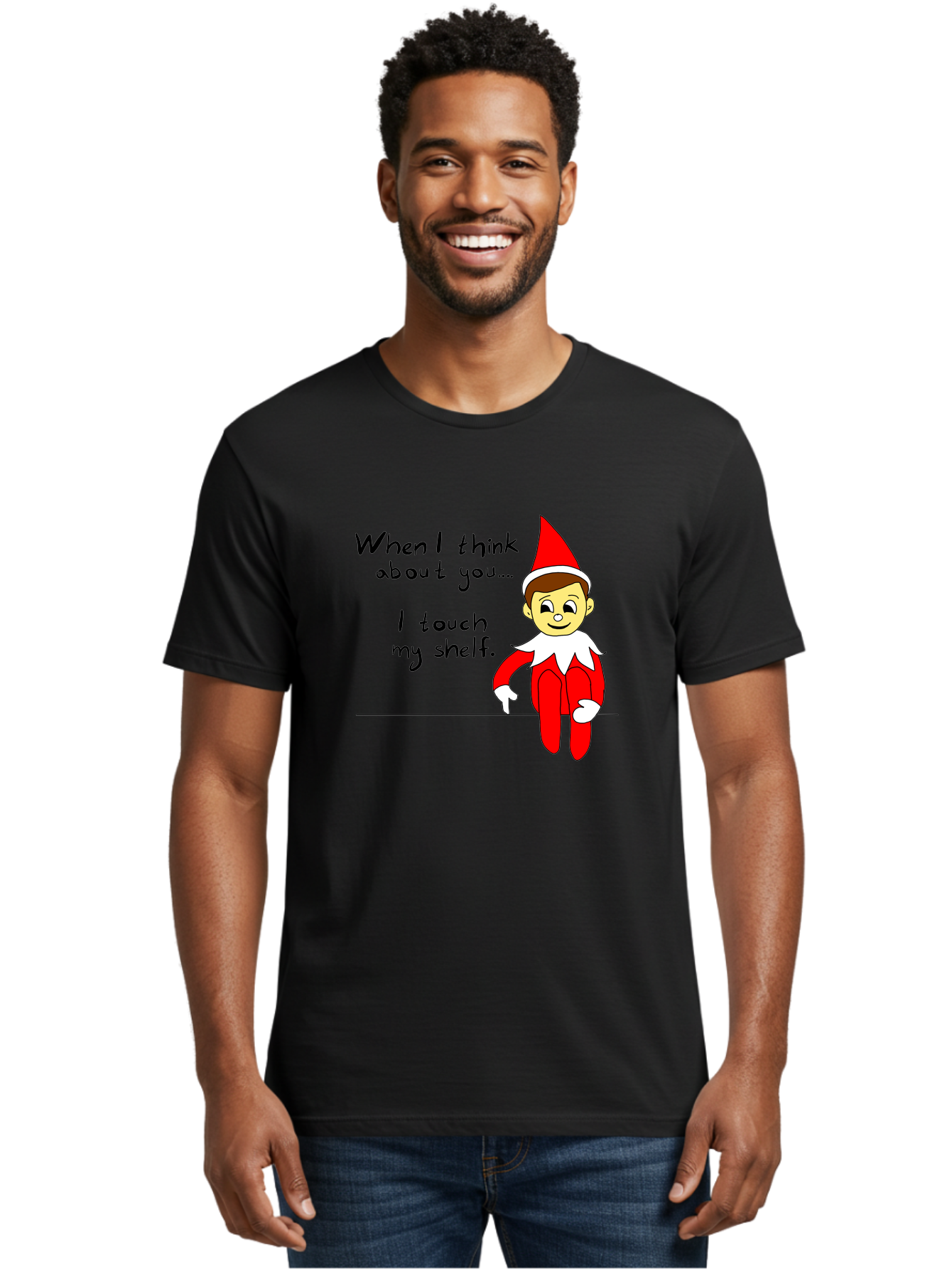 Elf-On-The-Shelf-Meme Men'S Graphic Tee, 100% Cotton, Comfortable Casual Summer Wear, Machine Washable, Elf On The Shelf, Christmas Humor, Funny Elf, Holiday Jokes, Christmas Fun, Elf Antics, Festive Humor -  Aaa031 6