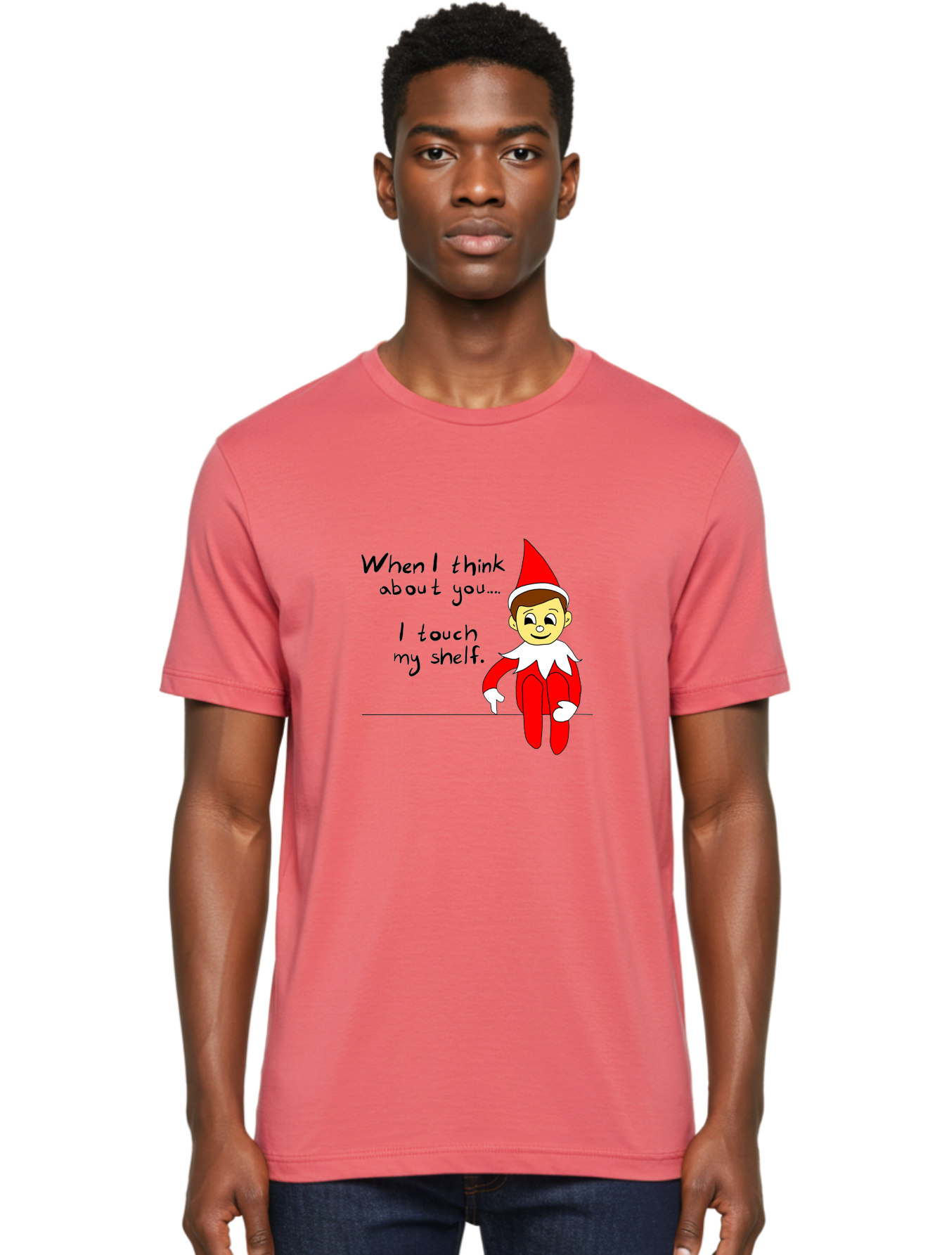 Elf-On-The-Shelf-Meme Men'S Graphic Tee, 100% Cotton, Comfortable Casual Summer Wear, Machine Washable, Elf On The Shelf, Christmas Humor, Funny Elf, Holiday Jokes, Christmas Fun, Elf Antics, Festive Humor -  Aaa031 18