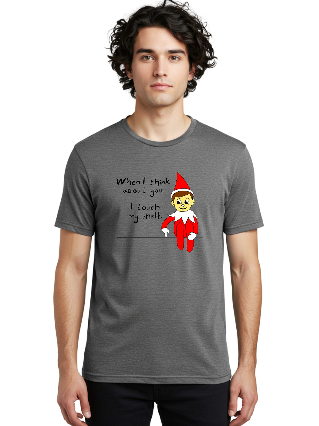 Elf-On-The-Shelf-Meme Men'S Graphic Tee, 100% Cotton, Comfortable Casual Summer Wear, Machine Washable, Elf On The Shelf, Christmas Humor, Funny Elf, Holiday Jokes, Christmas Fun, Elf Antics, Festive Humor -  Aaa031 30