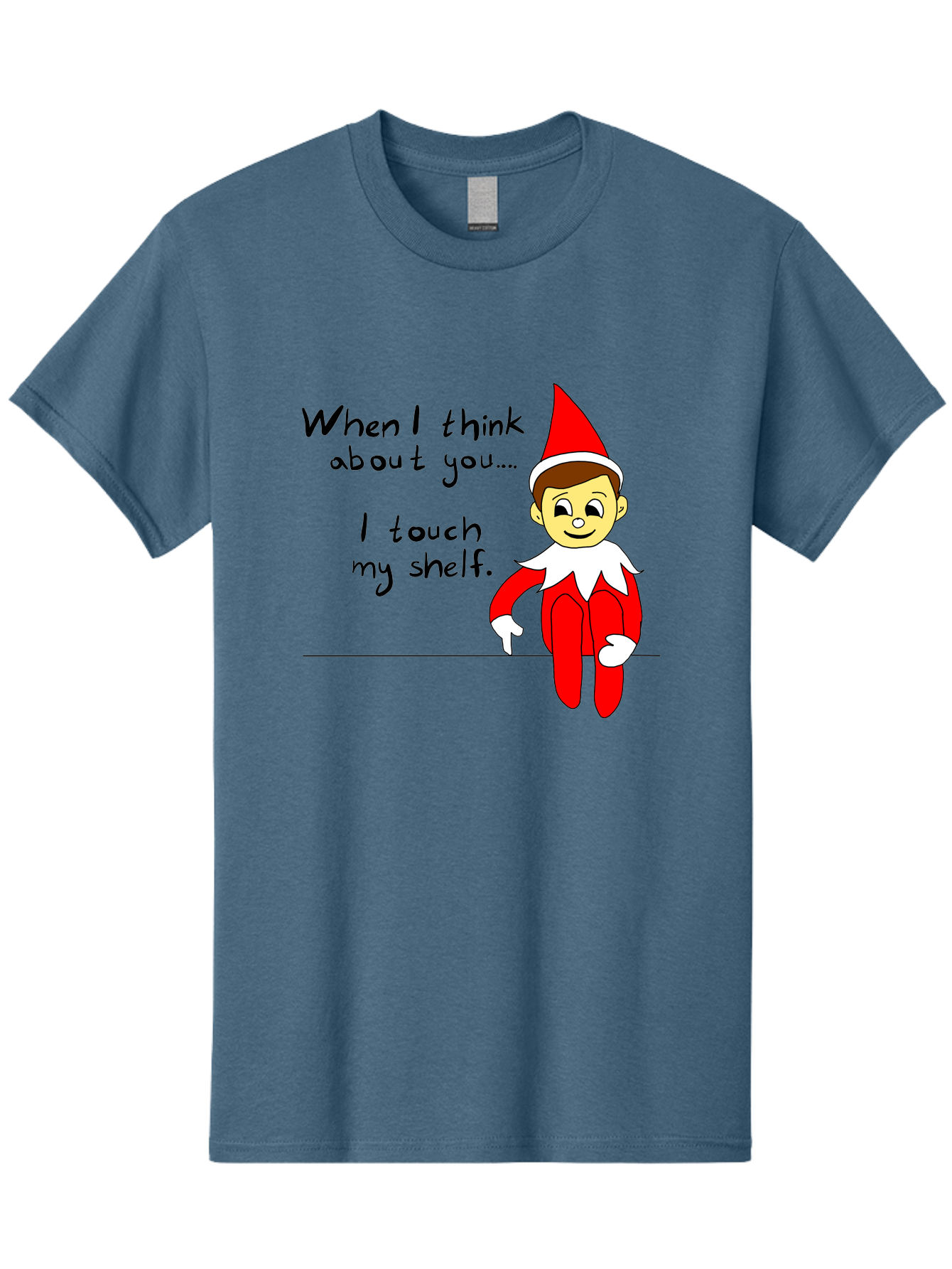 Elf-On-The-Shelf-Meme Men'S Graphic Tee, 100% Cotton, Comfortable Casual Summer Wear, Machine Washable, Elf On The Shelf, Christmas Humor, Funny Elf, Holiday Jokes, Christmas Fun, Elf Antics, Festive Humor -  Aaa031 21