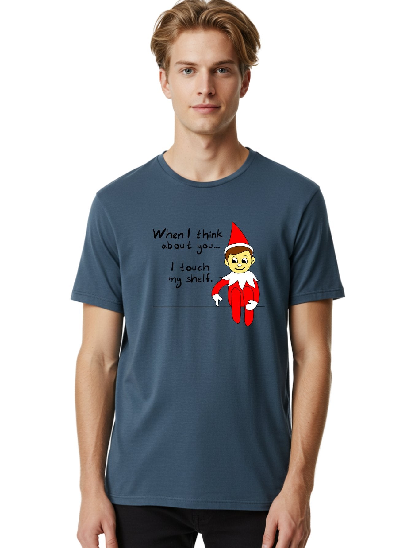 Elf-On-The-Shelf-Meme Men'S Graphic Tee, 100% Cotton, Comfortable Casual Summer Wear, Machine Washable, Elf On The Shelf, Christmas Humor, Funny Elf, Holiday Jokes, Christmas Fun, Elf Antics, Festive Humor -  Aaa031 28