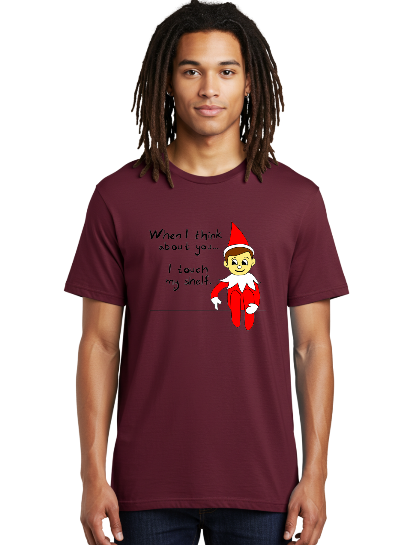 Elf-On-The-Shelf-Meme Men'S Graphic Tee, 100% Cotton, Comfortable Casual Summer Wear, Machine Washable, Elf On The Shelf, Christmas Humor, Funny Elf, Holiday Jokes, Christmas Fun, Elf Antics, Festive Humor -  Aaa031 4