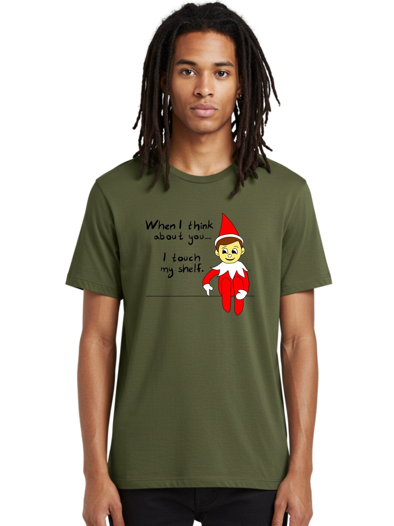 Elf-On-The-Shelf-Meme Men'S Graphic Tee, 100% Cotton, Comfortable Casual Summer Wear, Machine Washable, Elf On The Shelf, Christmas Humor, Funny Elf, Holiday Jokes, Christmas Fun, Elf Antics, Festive Humor -  Aaa031 8