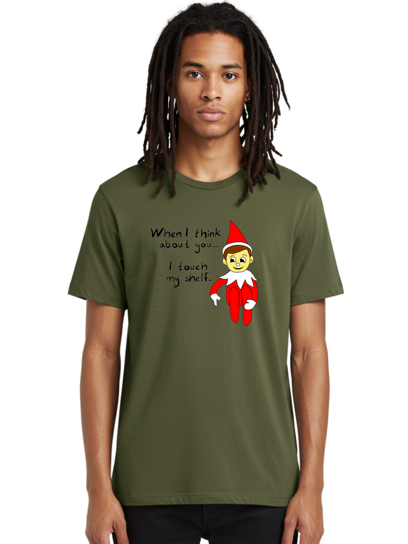 Elf-On-The-Shelf-Meme Men'S Graphic Tee, 100% Cotton, Comfortable Casual Summer Wear, Machine Washable, Elf On The Shelf, Christmas Humor, Funny Elf, Holiday Jokes, Christmas Fun, Elf Antics, Festive Humor -  Aaa031 26