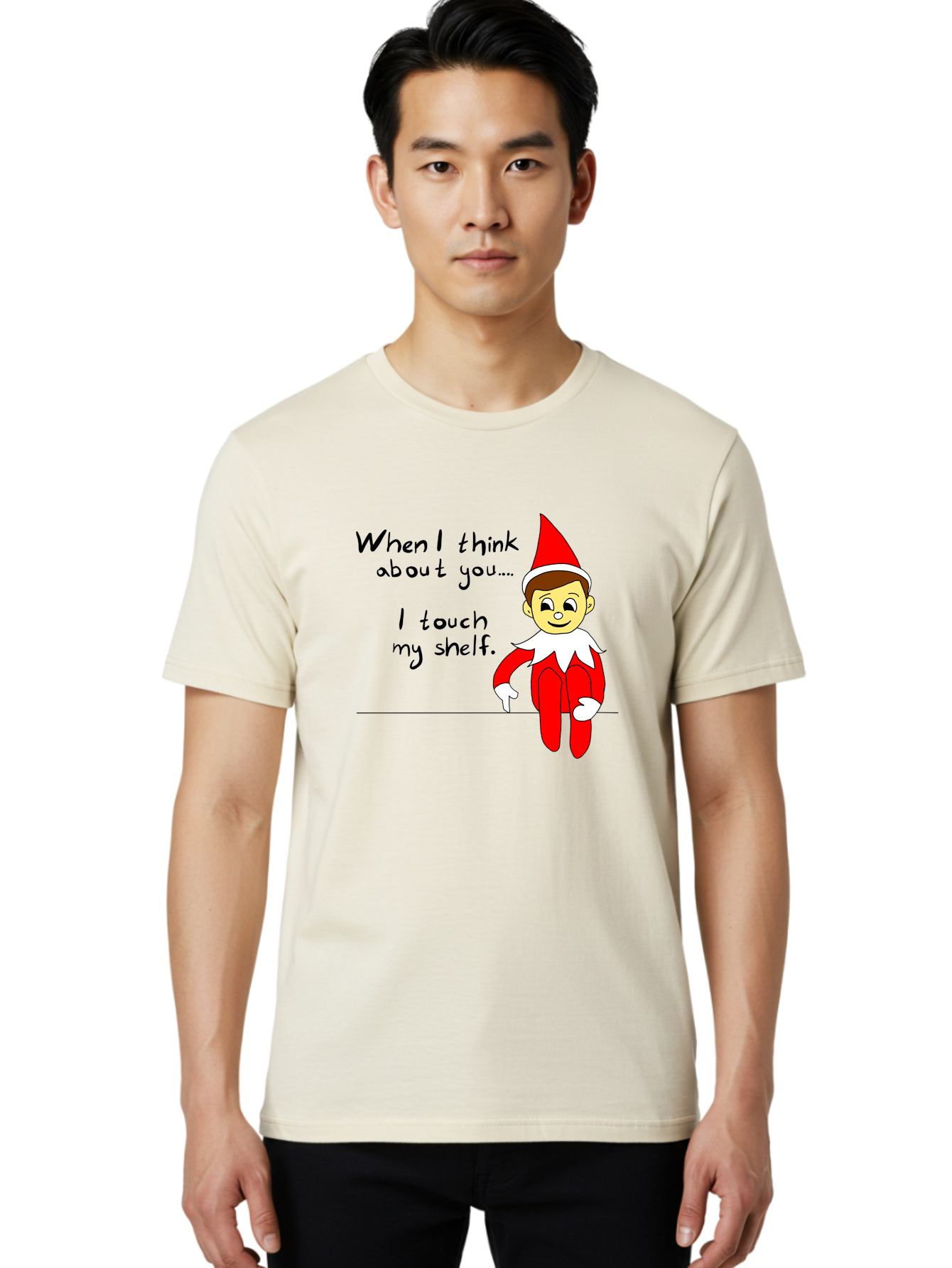 Elf-On-The-Shelf-Meme Men'S Graphic Tee, 100% Cotton, Comfortable Casual Summer Wear, Machine Washable, Elf On The Shelf, Christmas Humor, Funny Elf, Holiday Jokes, Christmas Fun, Elf Antics, Festive Humor -  Aaa031 12