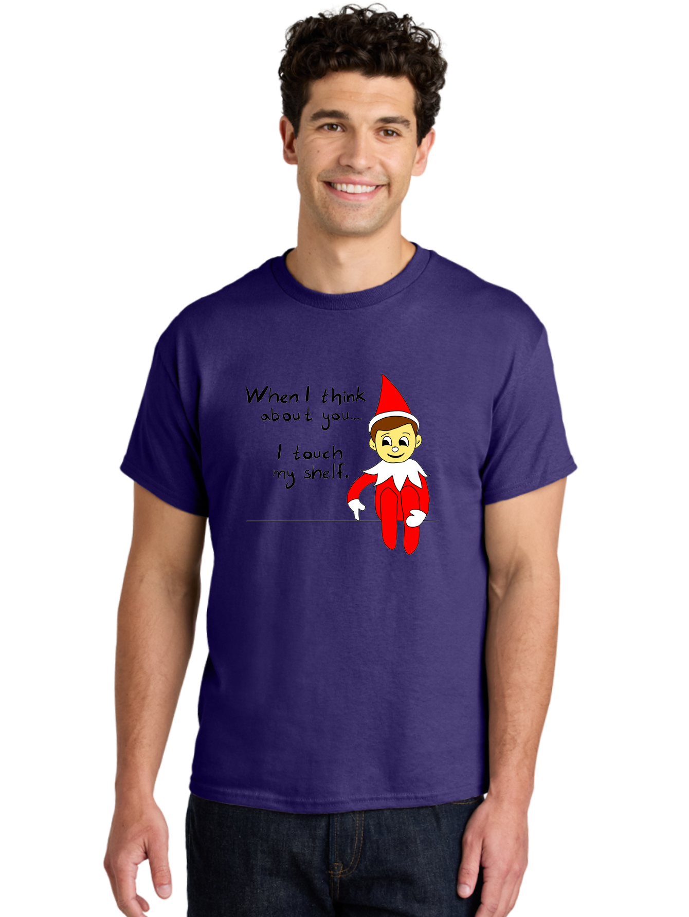 Elf-On-The-Shelf-Meme Men'S Graphic Tee, 100% Cotton, Comfortable Casual Summer Wear, Machine Washable, Elf On The Shelf, Christmas Humor, Funny Elf, Holiday Jokes, Christmas Fun, Elf Antics, Festive Humor -  Aaa031 16