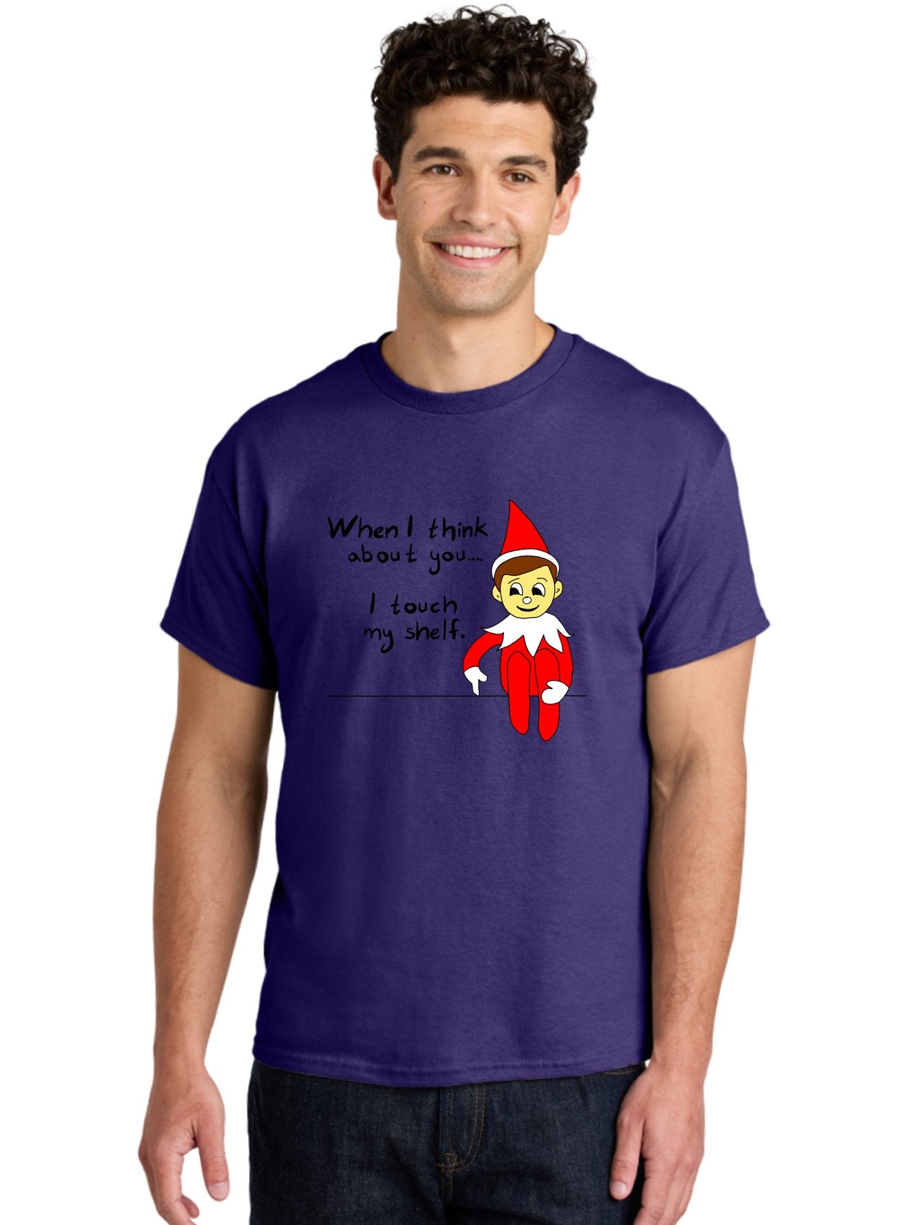 Elf-On-The-Shelf-Meme Men'S Graphic Tee, 100% Cotton, Comfortable Casual Summer Wear, Machine Washable, Elf On The Shelf, Christmas Humor, Funny Elf, Holiday Jokes, Christmas Fun, Elf Antics, Festive Humor -  Aaa031 22