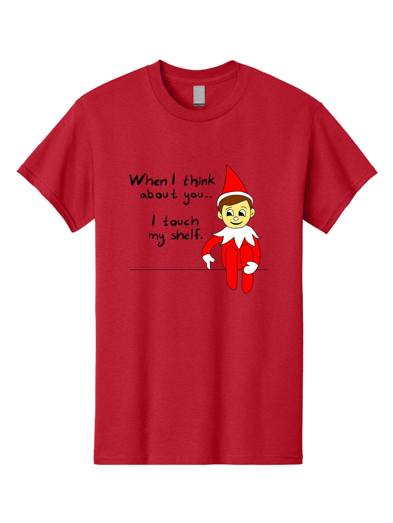 Elf-On-The-Shelf-Meme Men'S Graphic Tee, 100% Cotton, Comfortable Casual Summer Wear, Machine Washable, Elf On The Shelf, Christmas Humor, Funny Elf, Holiday Jokes, Christmas Fun, Elf Antics, Festive Humor -  Aaa031