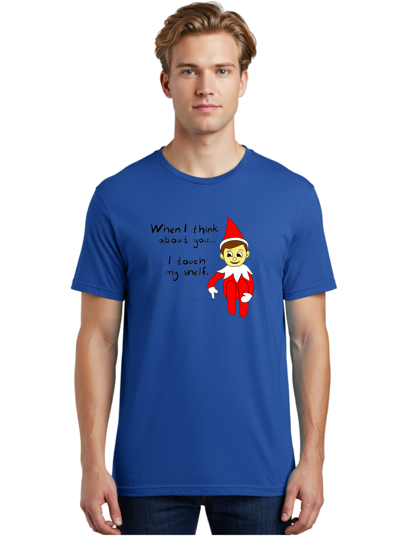 Elf-On-The-Shelf-Meme Men'S Graphic Tee, 100% Cotton, Comfortable Casual Summer Wear, Machine Washable, Elf On The Shelf, Christmas Humor, Funny Elf, Holiday Jokes, Christmas Fun, Elf Antics, Festive Humor -  Aaa031 14