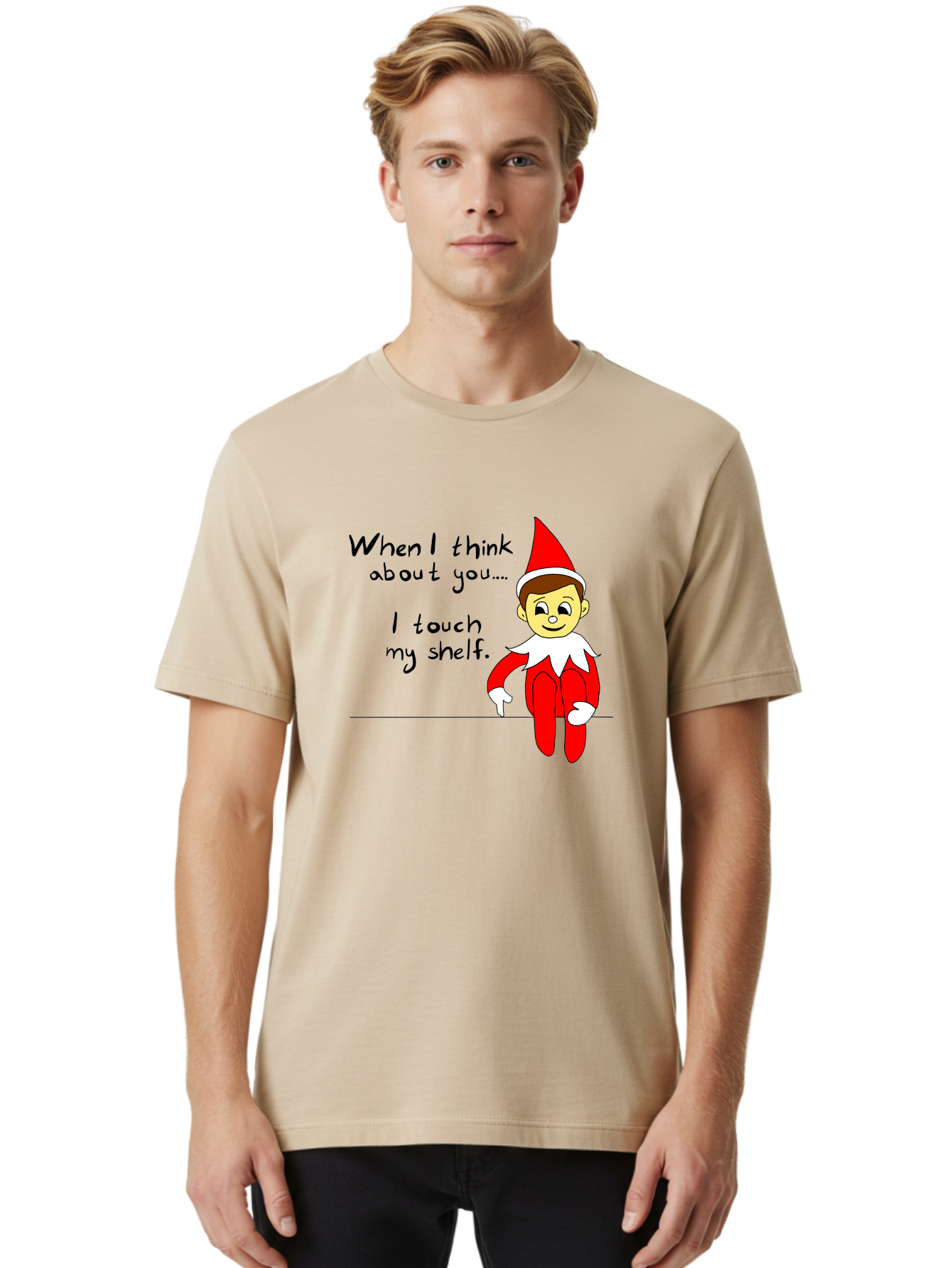 Elf-On-The-Shelf-Meme Men'S Graphic Tee, 100% Cotton, Comfortable Casual Summer Wear, Machine Washable, Elf On The Shelf, Christmas Humor, Funny Elf, Holiday Jokes, Christmas Fun, Elf Antics, Festive Humor -  Aaa031 8