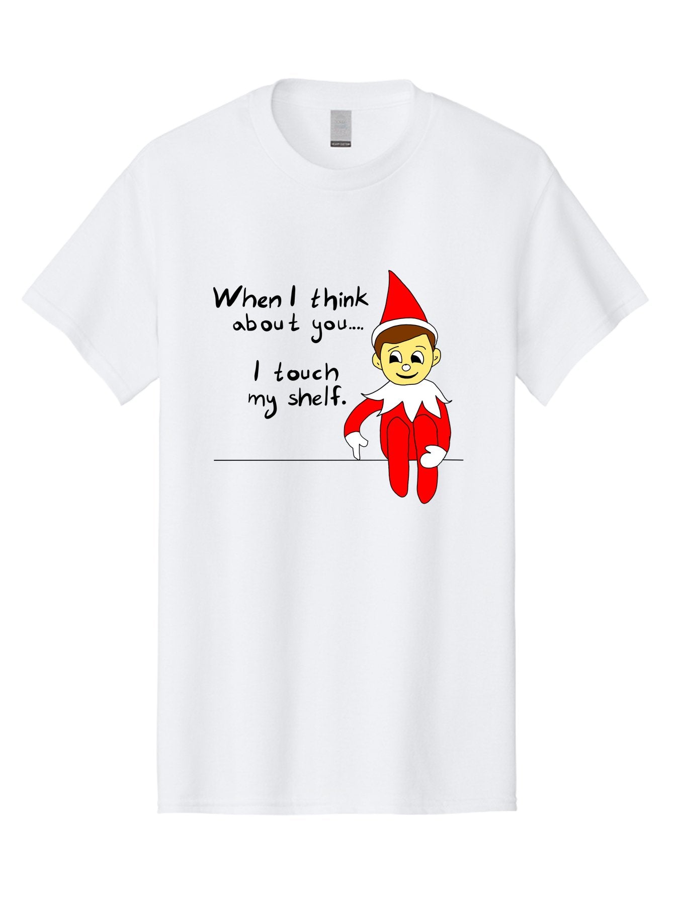 Elf-On-The-Shelf-Meme Men'S Graphic Tee, 100% Cotton, Comfortable Casual Summer Wear, Machine Washable, Elf On The Shelf, Christmas Humor, Funny Elf, Holiday Jokes, Christmas Fun, Elf Antics, Festive Humor -  Aaa031 25