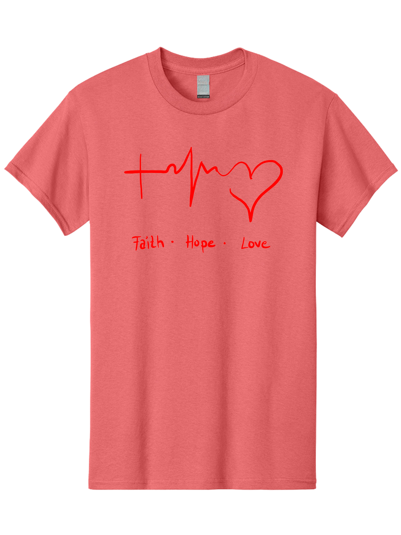 Faith-Hope-Love Men'S Graphic Tee, 100% Cotton, Comfortable Casual Summer Wear, Machine Washable, Heart Rate Monitor Forming A Heart, Faith Hope Love, Inspirational Quote, Love Symbol, Heartbeat Love, Positive Message, Heart Symbol, -  Aaa035 3