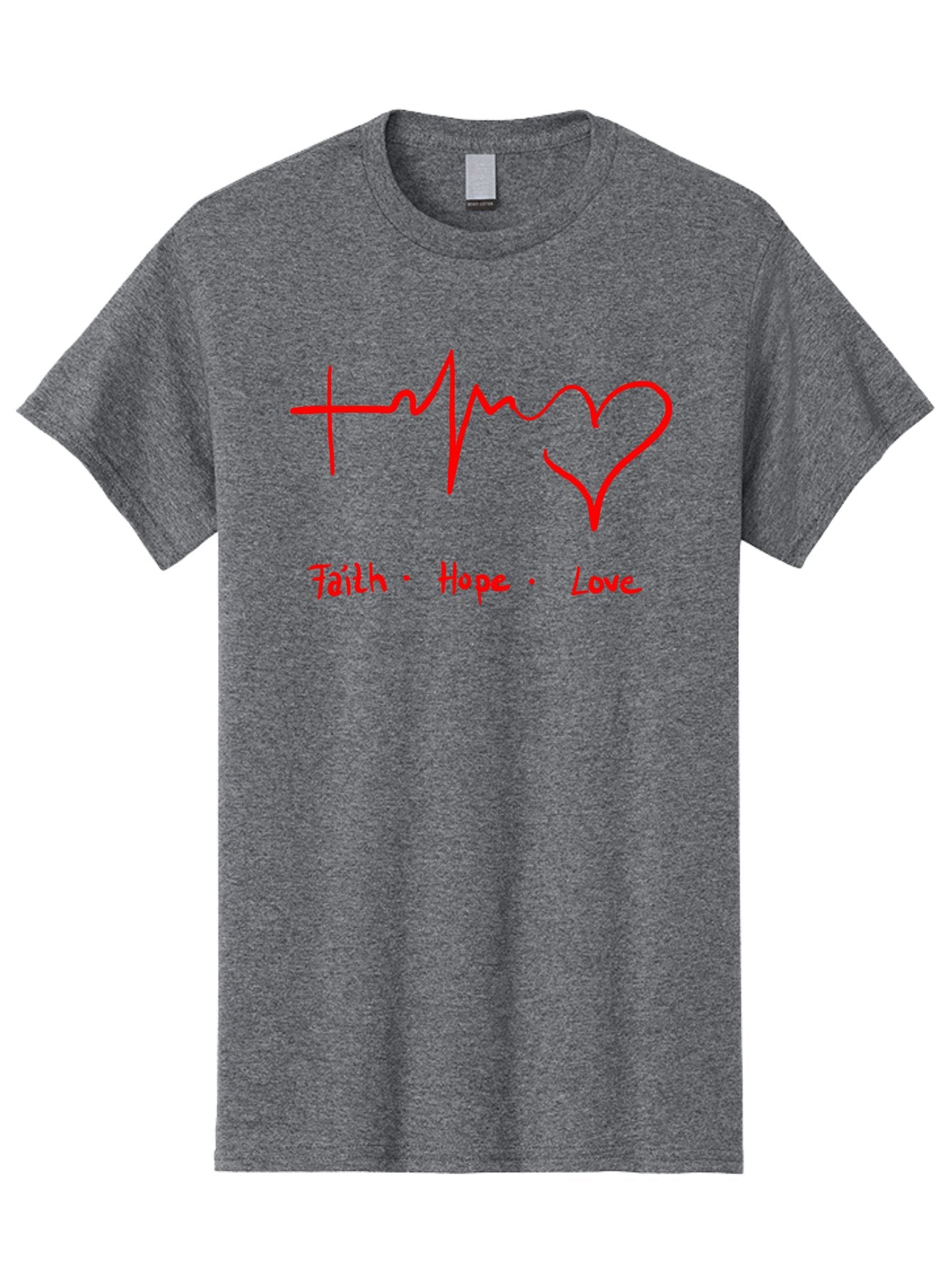 Faith-Hope-Love Men'S Graphic Tee, 100% Cotton, Comfortable Casual Summer Wear, Machine Washable, Heart Rate Monitor Forming A Heart, Faith Hope Love, Inspirational Quote, Love Symbol, Heartbeat Love, Positive Message, Heart Symbol, -  Aaa035 27
