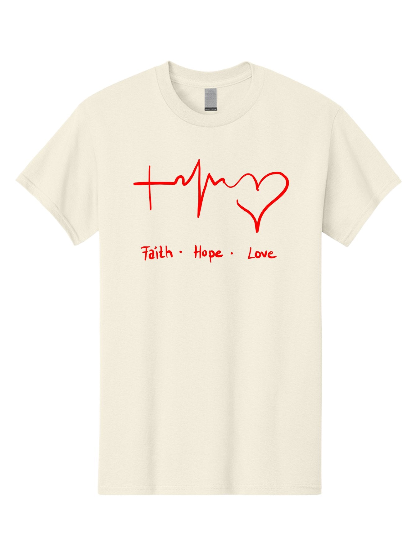 Faith-Hope-Love Men'S Graphic Tee, 100% Cotton, Comfortable Casual Summer Wear, Machine Washable, Heart Rate Monitor Forming A Heart, Faith Hope Love, Inspirational Quote, Love Symbol, Heartbeat Love, Positive Message, Heart Symbol, -  Aaa035 3