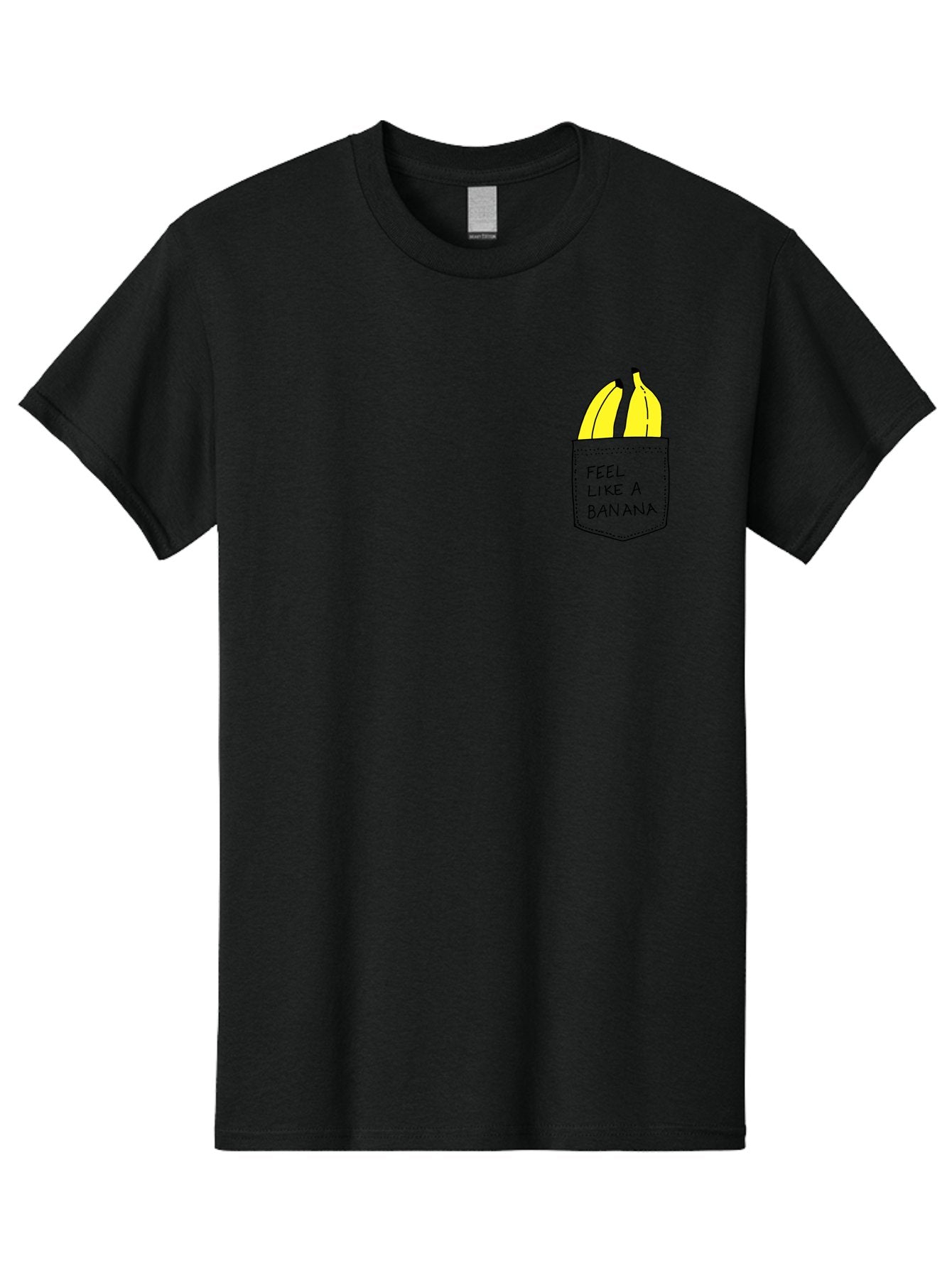 Feel-Like-A-Banana Men'S Graphic Tee, 100% Cotton, Comfortable Casual Summer Wear, Machine Washable, Yellow Bananas, Playful Illustration, Pocket With Text, Humorous Quote, Funny Design, Quirky Art, Banana Theme, Creative Typography, -  Aaa036 7