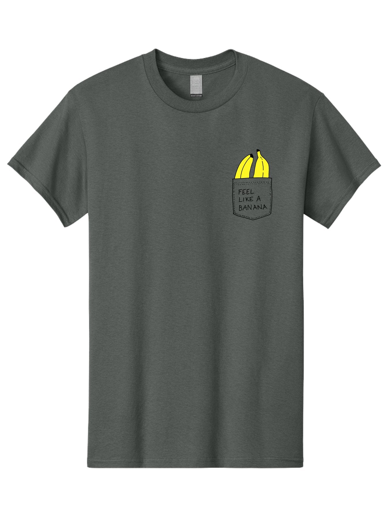 Feel-Like-A-Banana Men'S Graphic Tee, 100% Cotton, Comfortable Casual Summer Wear, Machine Washable, Yellow Bananas, Playful Illustration, Pocket With Text, Humorous Quote, Funny Design, Quirky Art, Banana Theme, Creative Typography, -  Aaa036 23