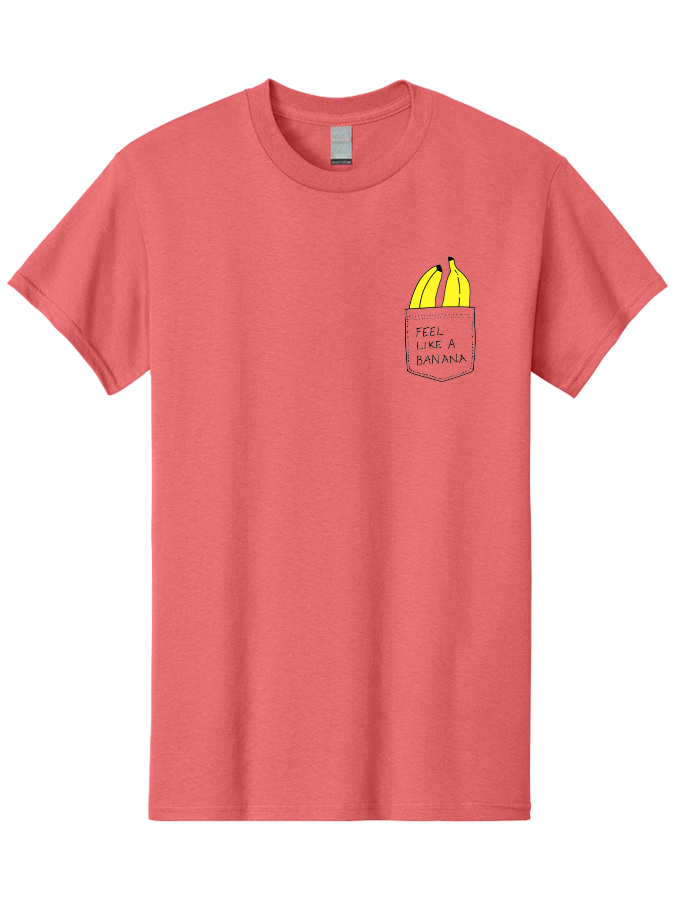 Feel-Like-A-Banana Men'S Graphic Tee, 100% Cotton, Comfortable Casual Summer Wear, Machine Washable, Yellow Bananas, Playful Illustration, Pocket With Text, Humorous Quote, Funny Design, Quirky Art, Banana Theme, Creative Typography, -  Aaa036 19