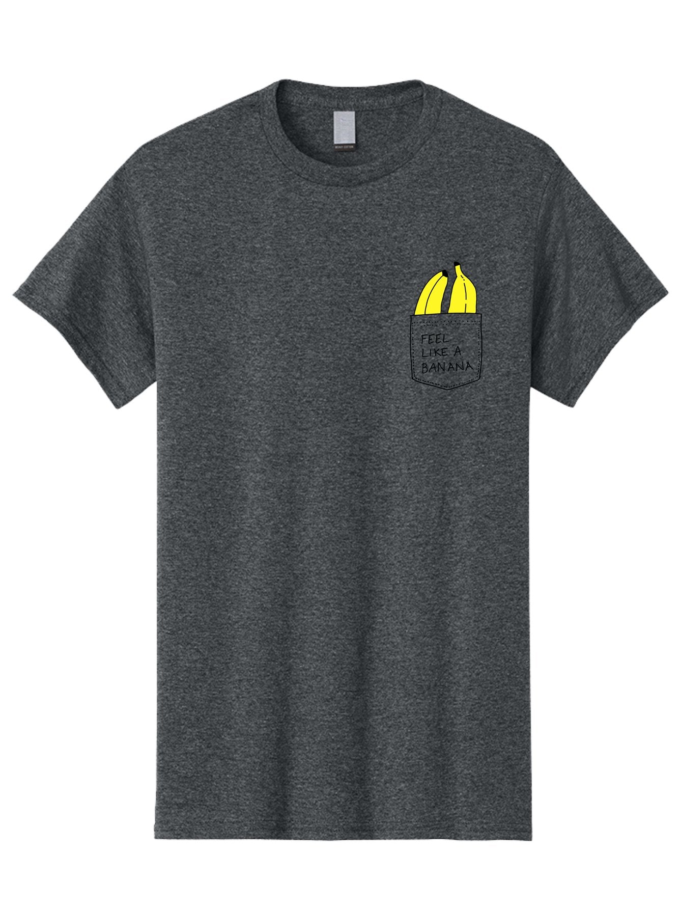 Feel-Like-A-Banana Men'S Graphic Tee, 100% Cotton, Comfortable Casual Summer Wear, Machine Washable, Yellow Bananas, Playful Illustration, Pocket With Text, Humorous Quote, Funny Design, Quirky Art, Banana Theme, Creative Typography, -  Aaa036 5
