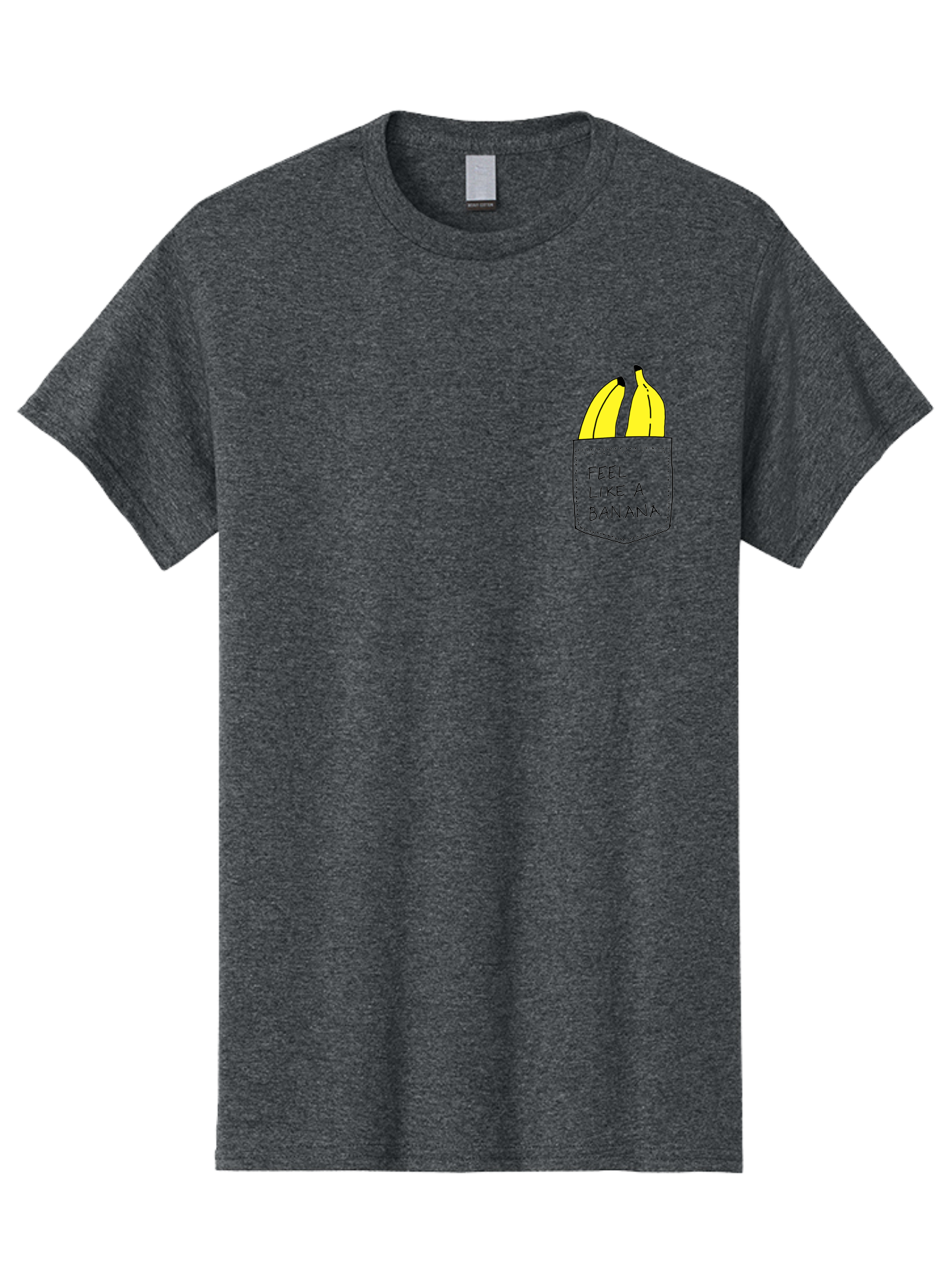 Feel-Like-A-Banana Men'S Graphic Tee, 100% Cotton, Comfortable Casual Summer Wear, Machine Washable, Yellow Bananas, Playful Illustration, Pocket With Text, Humorous Quote, Funny Design, Quirky Art, Banana Theme, Creative Typography, -  Aaa036 15