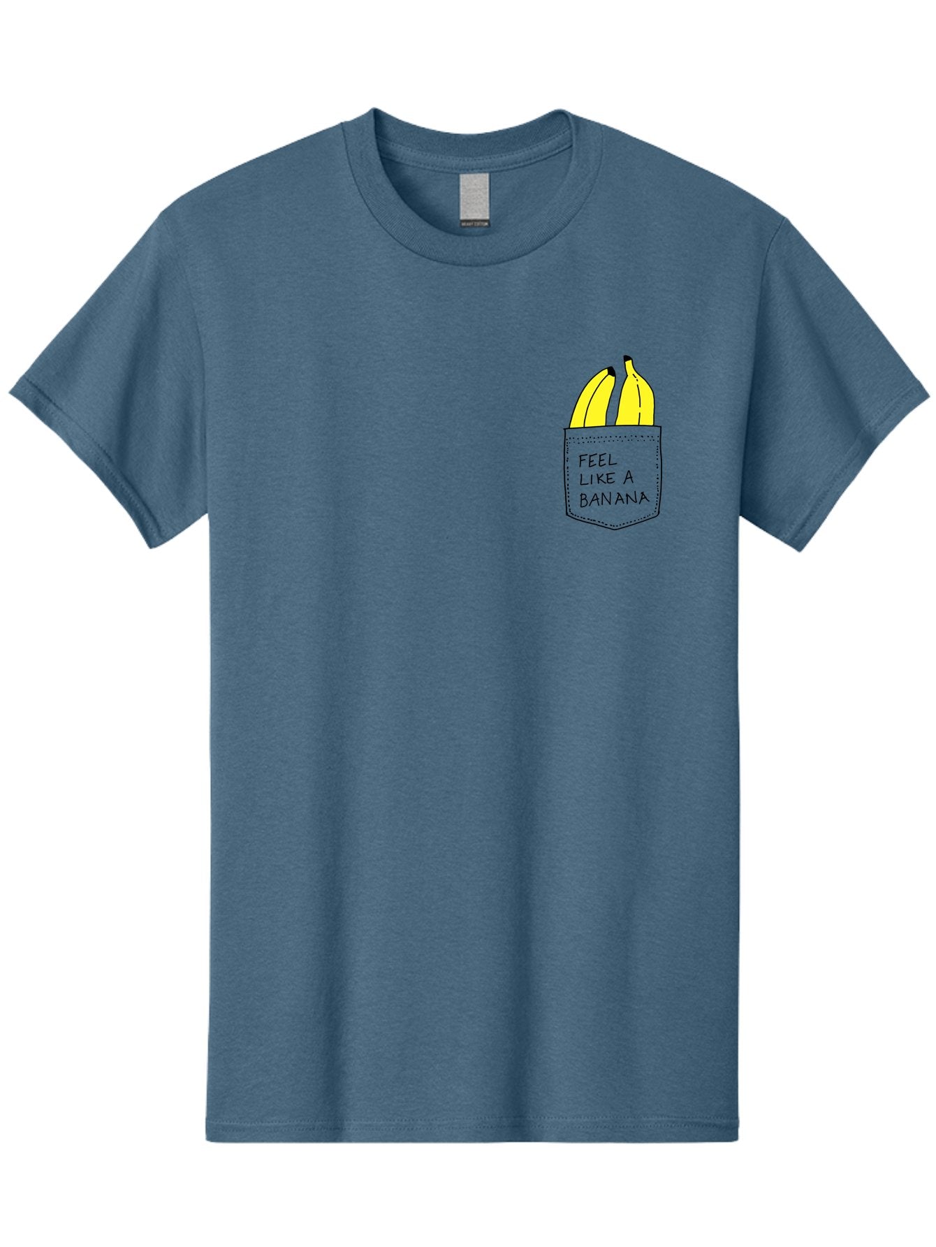 Feel-Like-A-Banana Men'S Graphic Tee, 100% Cotton, Comfortable Casual Summer Wear, Machine Washable, Yellow Bananas, Playful Illustration, Pocket With Text, Humorous Quote, Funny Design, Quirky Art, Banana Theme, Creative Typography, -  Aaa036 11