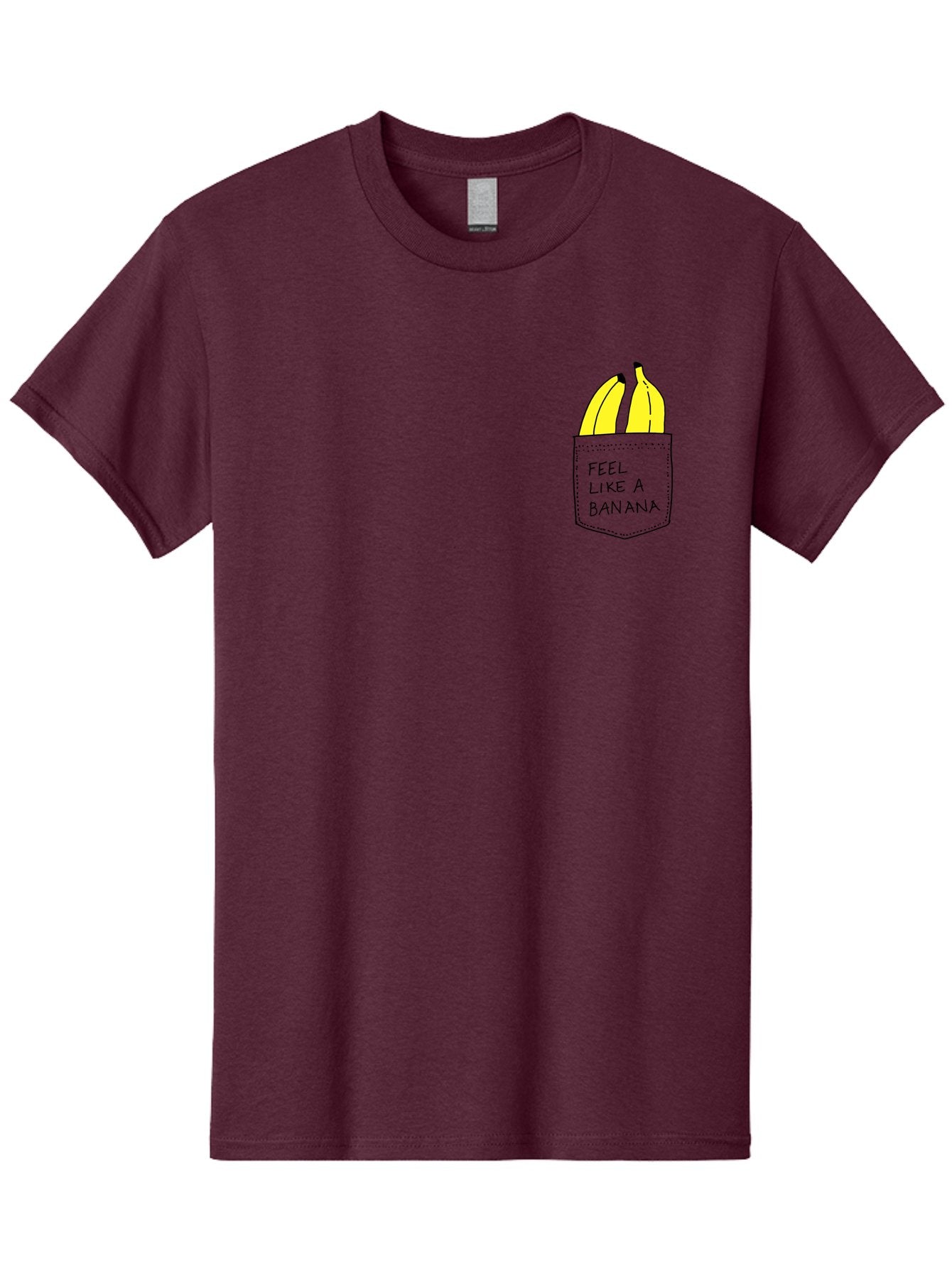 Feel-Like-A-Banana Men'S Graphic Tee, 100% Cotton, Comfortable Casual Summer Wear, Machine Washable, Yellow Bananas, Playful Illustration, Pocket With Text, Humorous Quote, Funny Design, Quirky Art, Banana Theme, Creative Typography, -  Aaa036 19