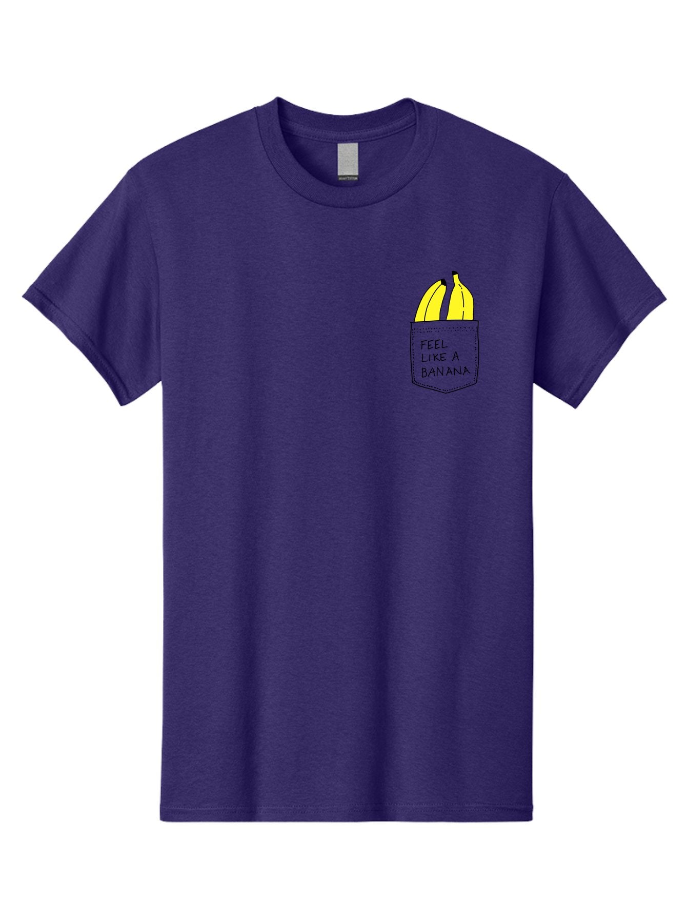 Feel-Like-A-Banana Men'S Graphic Tee, 100% Cotton, Comfortable Casual Summer Wear, Machine Washable, Yellow Bananas, Playful Illustration, Pocket With Text, Humorous Quote, Funny Design, Quirky Art, Banana Theme, Creative Typography, -  Aaa036 21