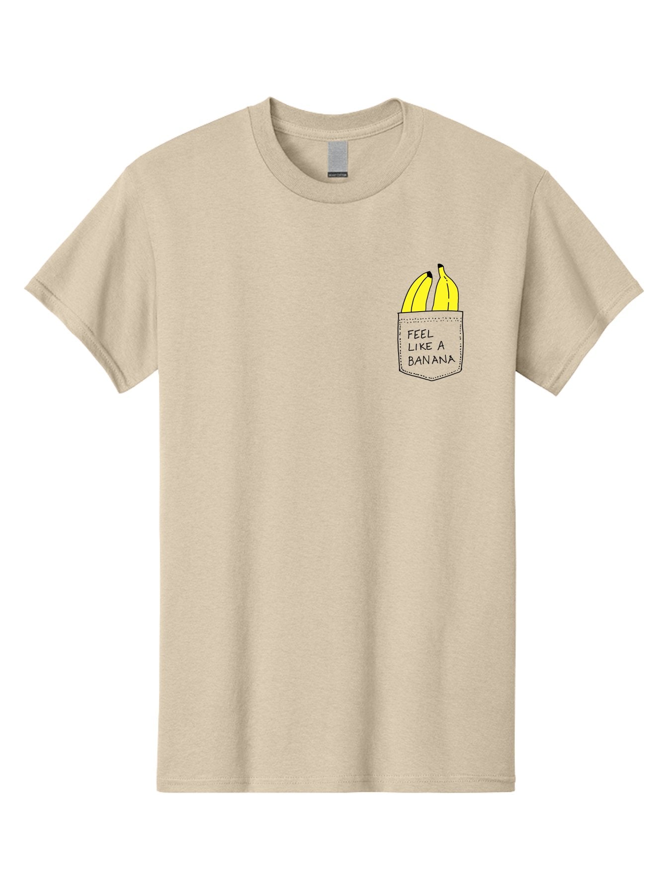 Feel-Like-A-Banana Men'S Graphic Tee, 100% Cotton, Comfortable Casual Summer Wear, Machine Washable, Yellow Bananas, Playful Illustration, Pocket With Text, Humorous Quote, Funny Design, Quirky Art, Banana Theme, Creative Typography, -  Aaa036 17