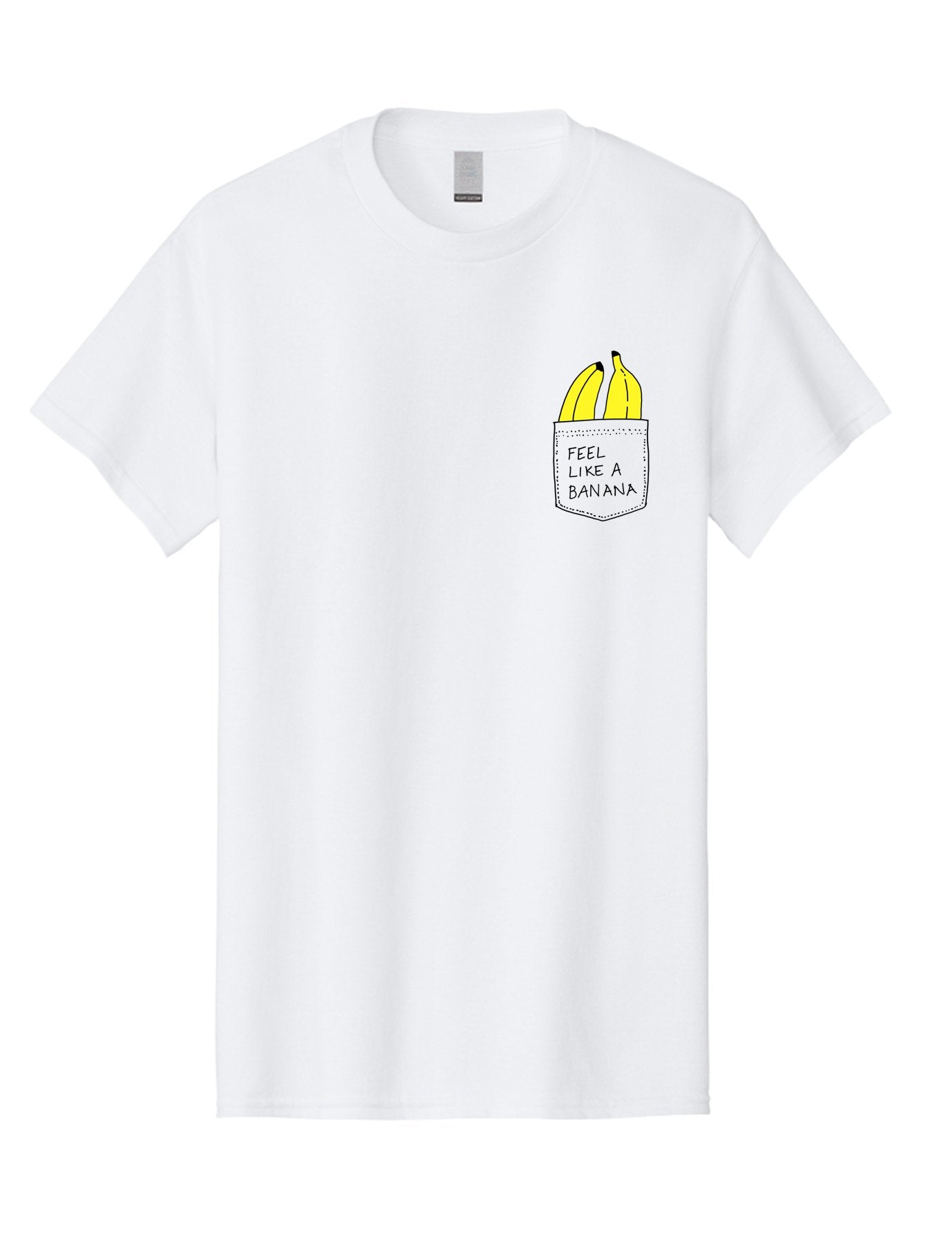 Feel-Like-A-Banana Men'S Graphic Tee, 100% Cotton, Comfortable Casual Summer Wear, Machine Washable, Yellow Bananas, Playful Illustration, Pocket With Text, Humorous Quote, Funny Design, Quirky Art, Banana Theme, Creative Typography, -  Aaa036 27