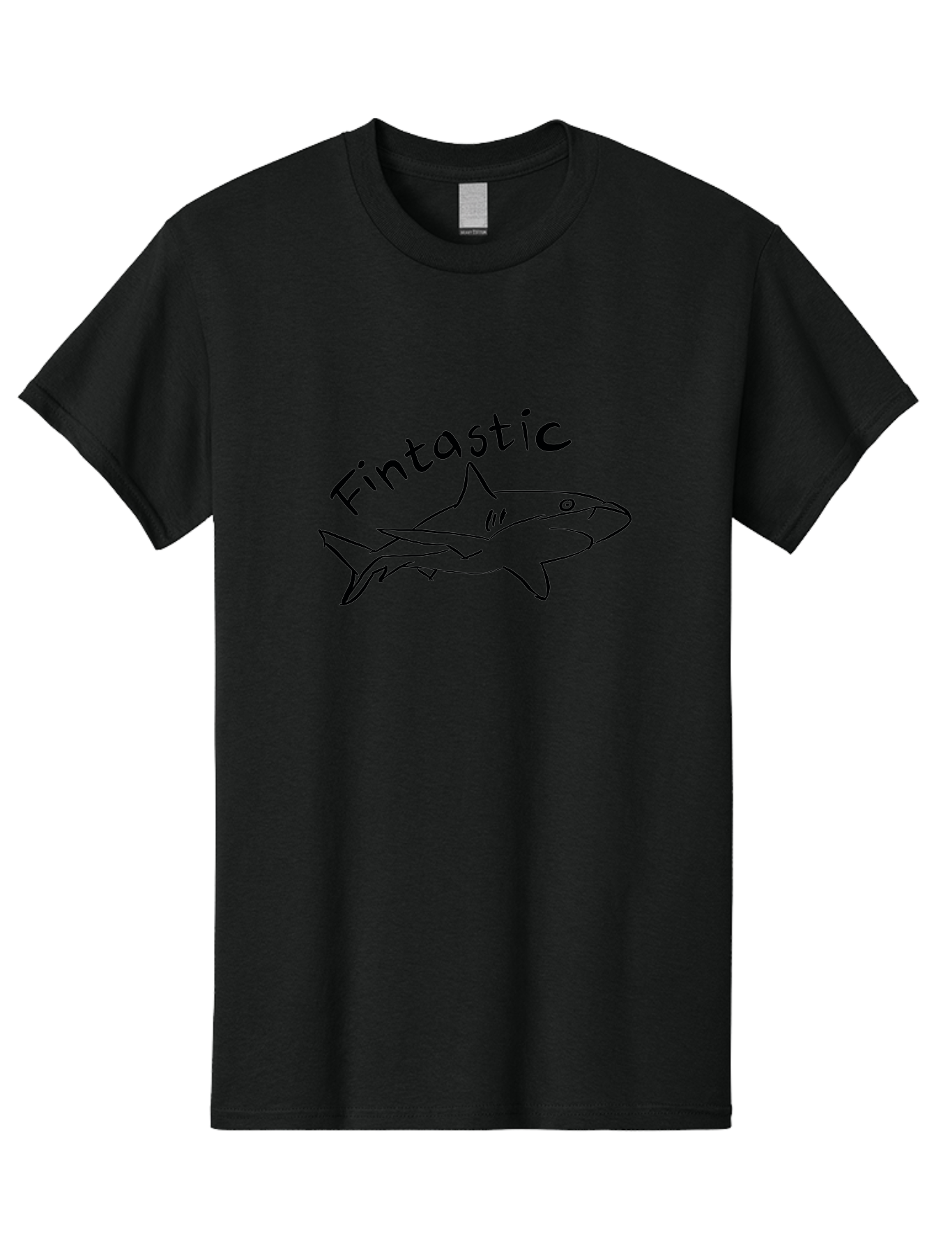 Fintastic-Shark Men'S Graphic Tee, 100% Cotton, Comfortable Casual Summer Wear, Machine Washable, Shark Graphic, Hand Drawn Illustration, Marine Life Art, Fin-Tastic Design, Ocean Creature, Cartoon Shark, Fish-Themed Graphic -  Aaa038