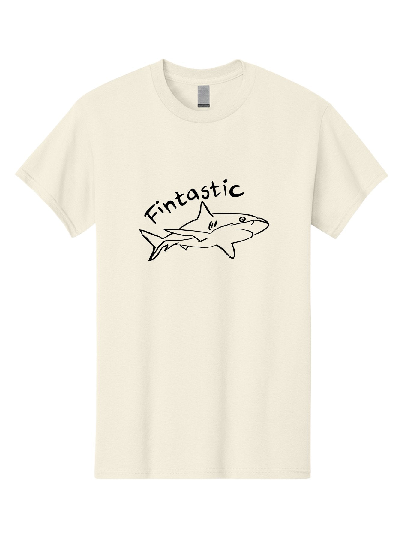 Fintastic-Shark Men'S Graphic Tee, 100% Cotton, Comfortable Casual Summer Wear, Machine Washable, Shark Graphic, Hand Drawn Illustration, Marine Life Art, Fin-Tastic Design, Ocean Creature, Cartoon Shark, Fish-Themed Graphic -  Aaa038 29