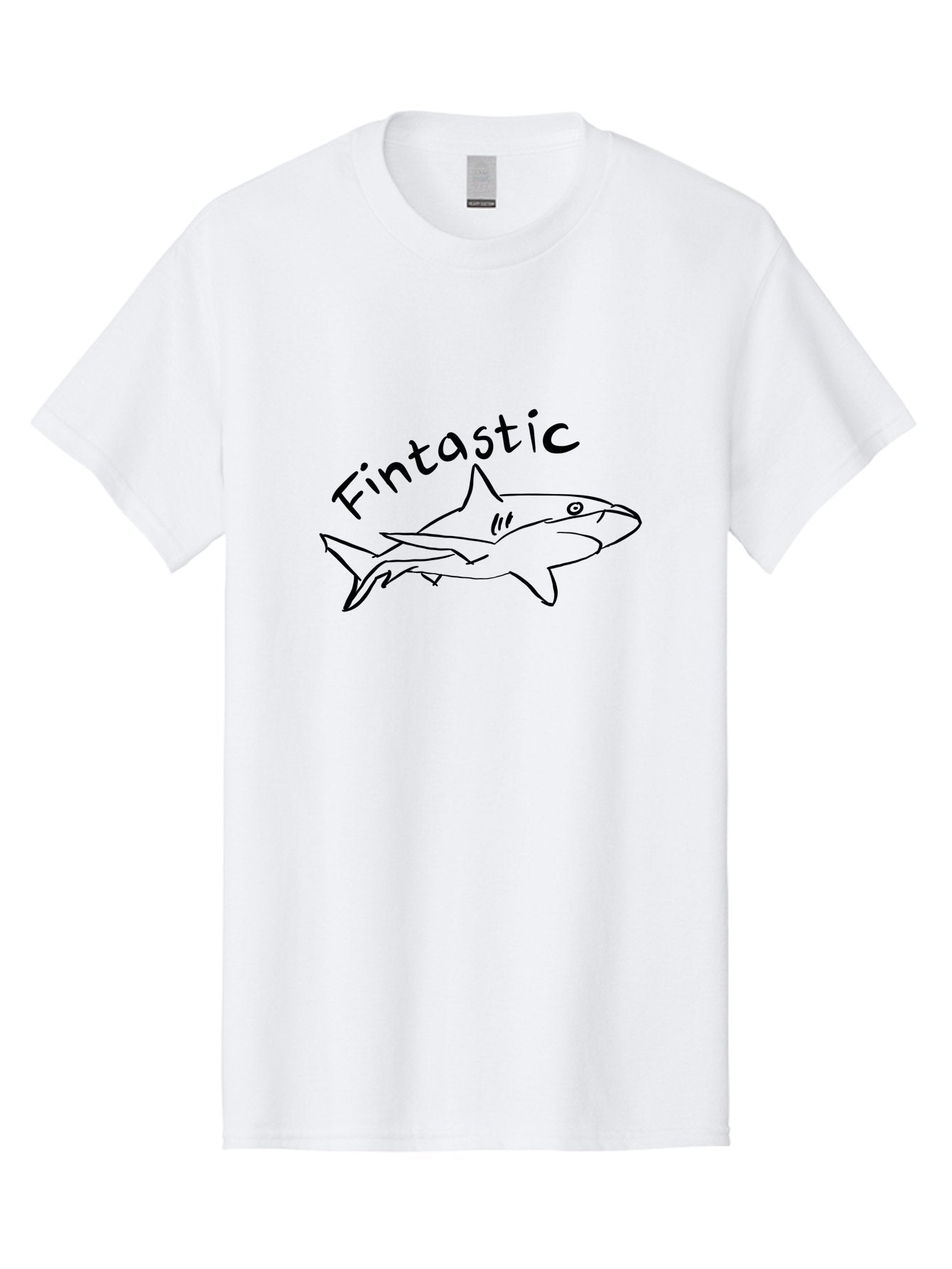 Fintastic-Shark Men'S Graphic Tee, 100% Cotton, Comfortable Casual Summer Wear, Machine Washable, Shark Graphic, Hand Drawn Illustration, Marine Life Art, Fin-Tastic Design, Ocean Creature, Cartoon Shark, Fish-Themed Graphic -  Aaa038 23
