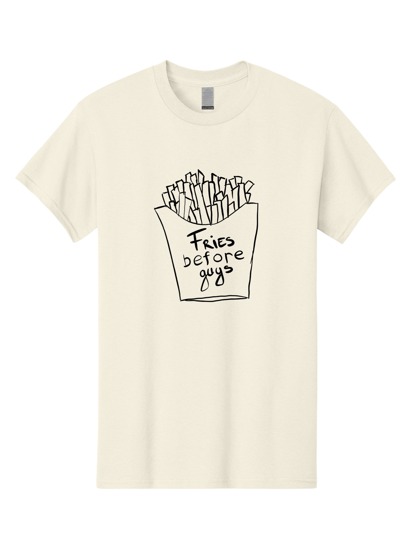 Fries-Before-Guys Men'S Graphic Tee, 100% Cotton, Comfortable Casual Summer Wear, Machine Washable, Funny Quote, French Fries, Foodie Humor, Sassy Phrase, Quirky Illustration, Hand-Drawn, Witty Saying, Fries Before Guys -  Aaa040 9