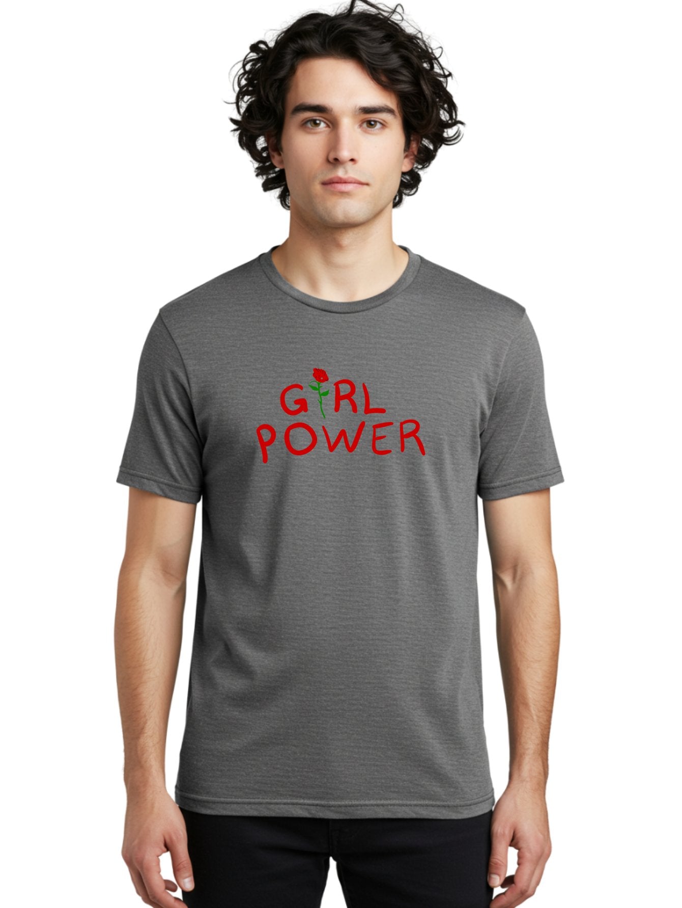 Girl-Power Men'S Graphic Tee, 100% Cotton, Comfortable Casual Summer Wear, Machine Washable, Girl Power, Feminist Movement, Empowerment, Red Rose, Symbol Of Strength, Women'S Rights, Independence -  Aaa043 10