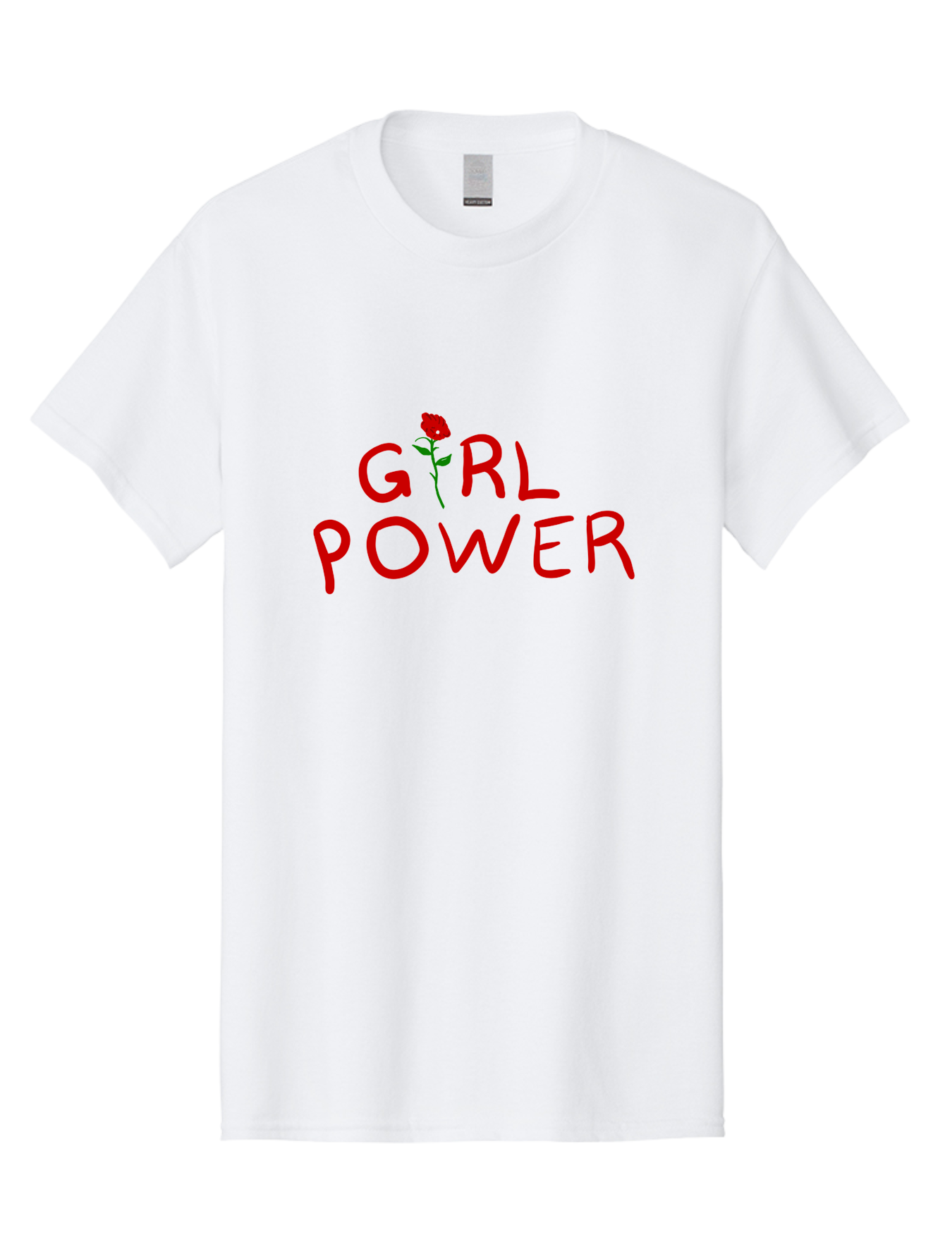 Girl-Power Men'S Graphic Tee, 100% Cotton, Comfortable Casual Summer Wear, Machine Washable, Girl Power, Feminist Movement, Empowerment, Red Rose, Symbol Of Strength, Women'S Rights, Independence -  Aaa043