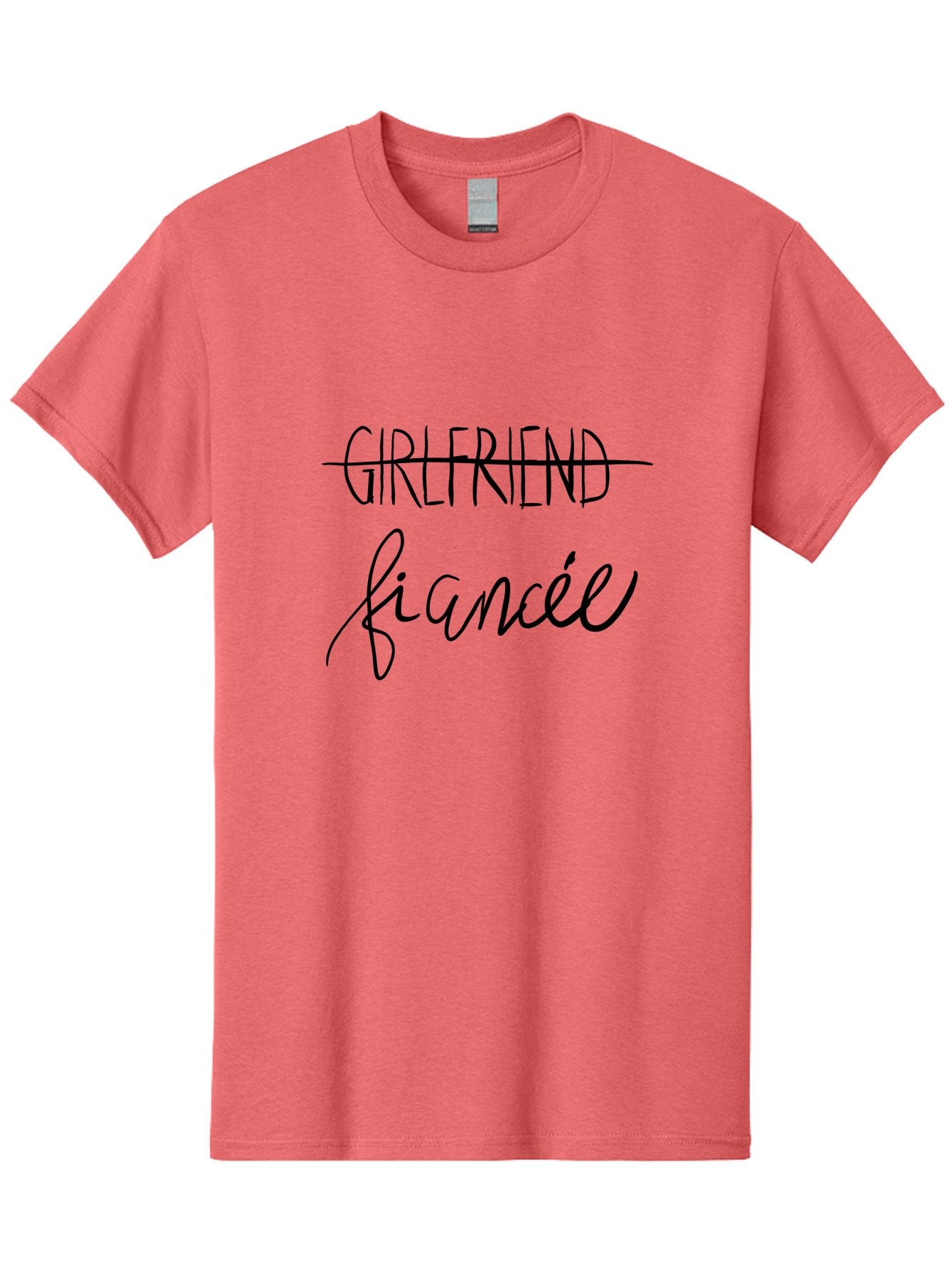 Girlfriend-Fiancee Men'S Graphic Tee, 100% Cotton, Comfortable Casual Summer Wear, Machine Washable, Girlfriend Crossed Out, Fiancée Written Below, Relationship Status Change, Commitment Upgrade, Word Art, Text Overlay, Relationship Goals -  Aaa045 15