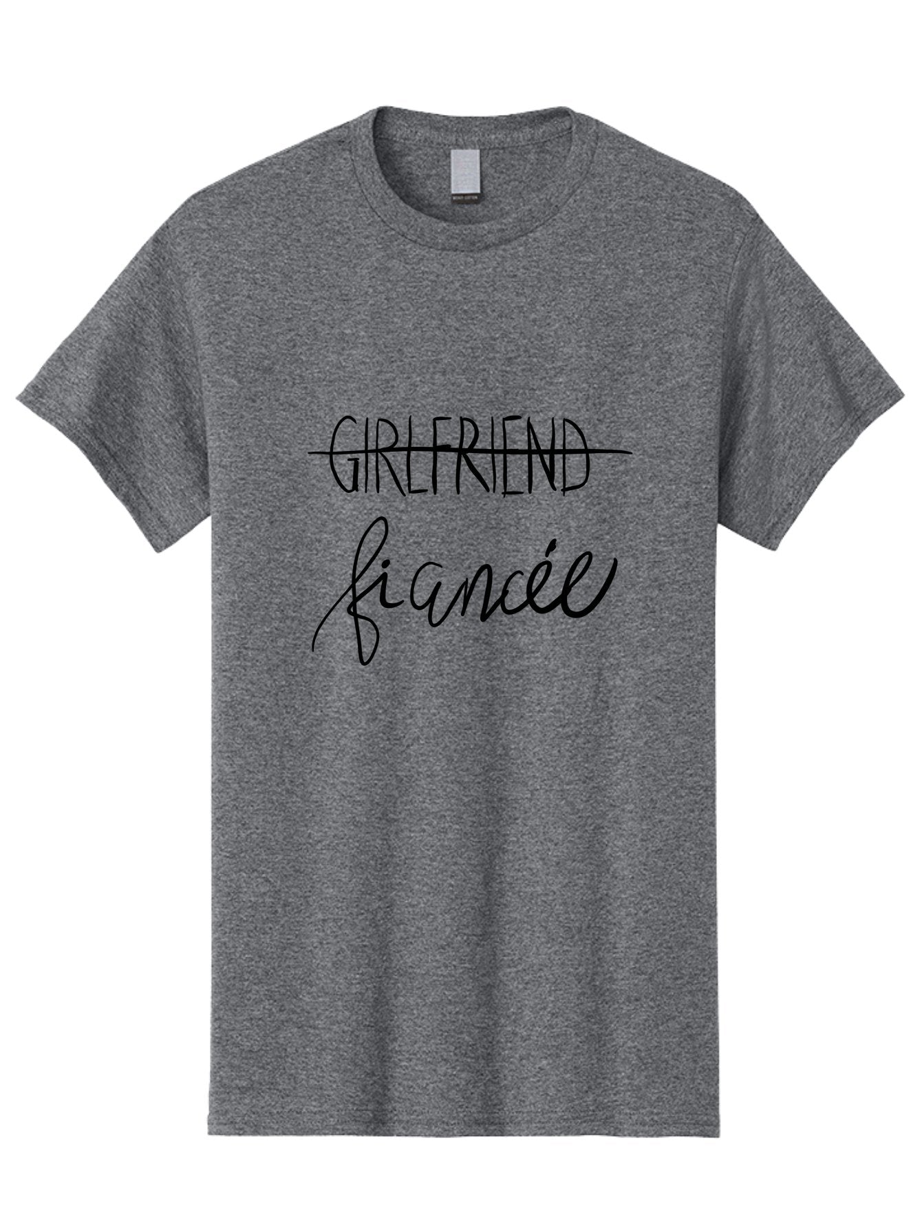 Girlfriend-Fiancee Men'S Graphic Tee, 100% Cotton, Comfortable Casual Summer Wear, Machine Washable, Girlfriend Crossed Out, Fiancée Written Below, Relationship Status Change, Commitment Upgrade, Word Art, Text Overlay, Relationship Goals -  Aaa045 11