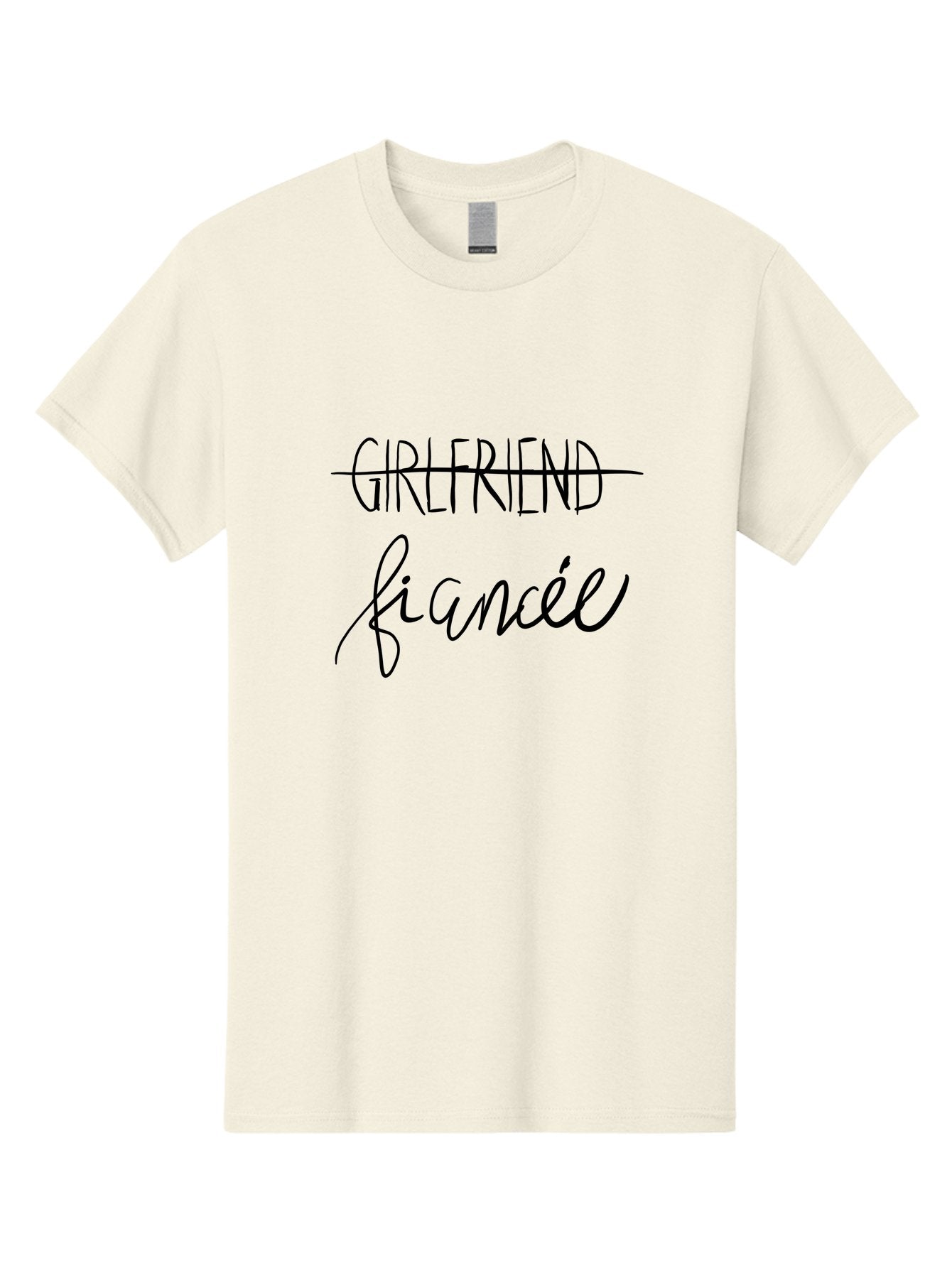 Girlfriend-Fiancee Men'S Graphic Tee, 100% Cotton, Comfortable Casual Summer Wear, Machine Washable, Girlfriend Crossed Out, Fiancée Written Below, Relationship Status Change, Commitment Upgrade, Word Art, Text Overlay, Relationship Goals -  Aaa045 5