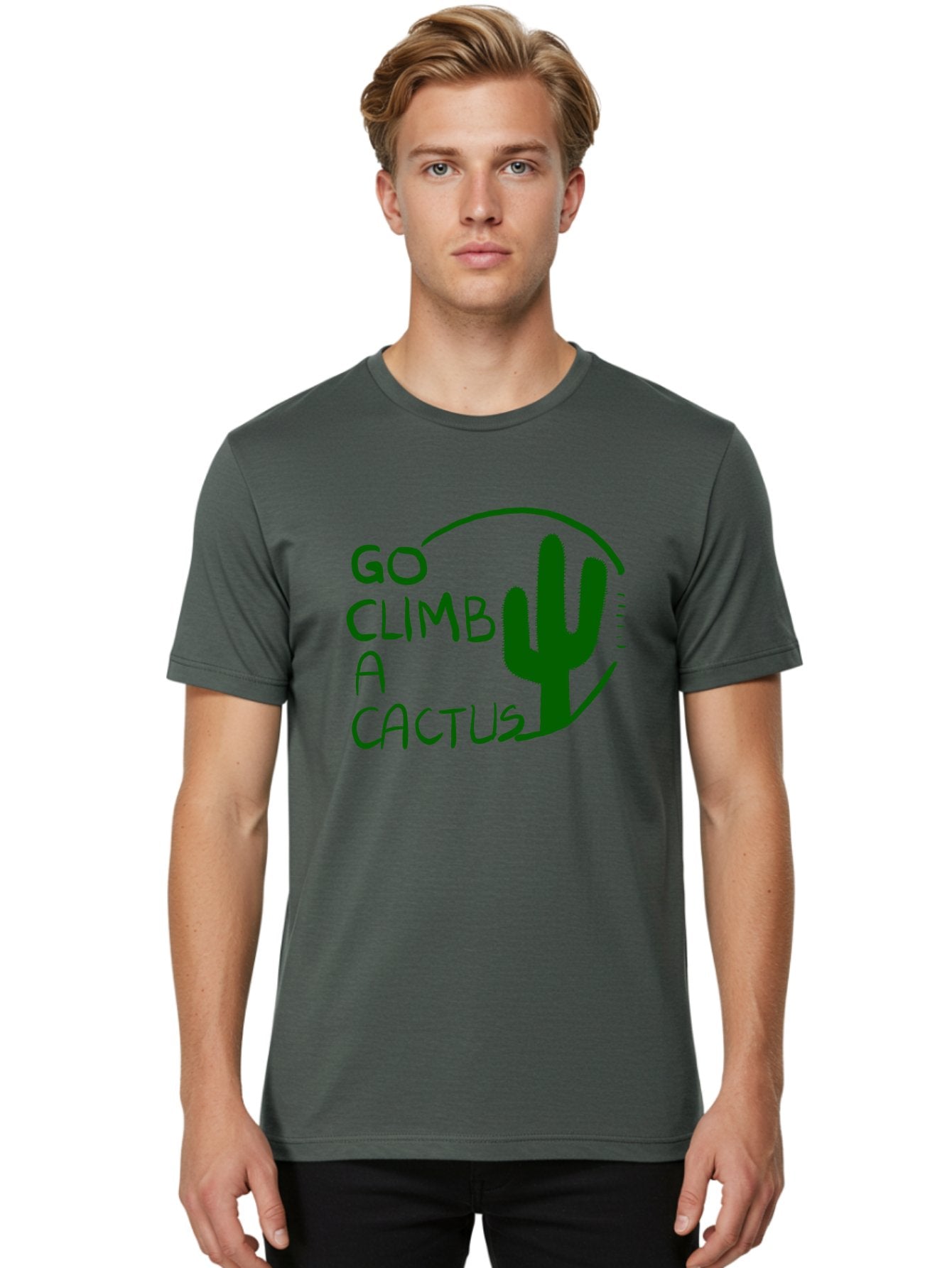 Go-Climb-A-Cactus Men'S Graphic Tee, 100% Cotton, Comfortable Casual Summer Wear, Machine Washable, Go Climb Cactus, Funny Sayings, Motivational Quotes, Satire, Humor, Adventure, Outdoors, Quirky, Cactus Love, Sarcasm -  Aaa047 4