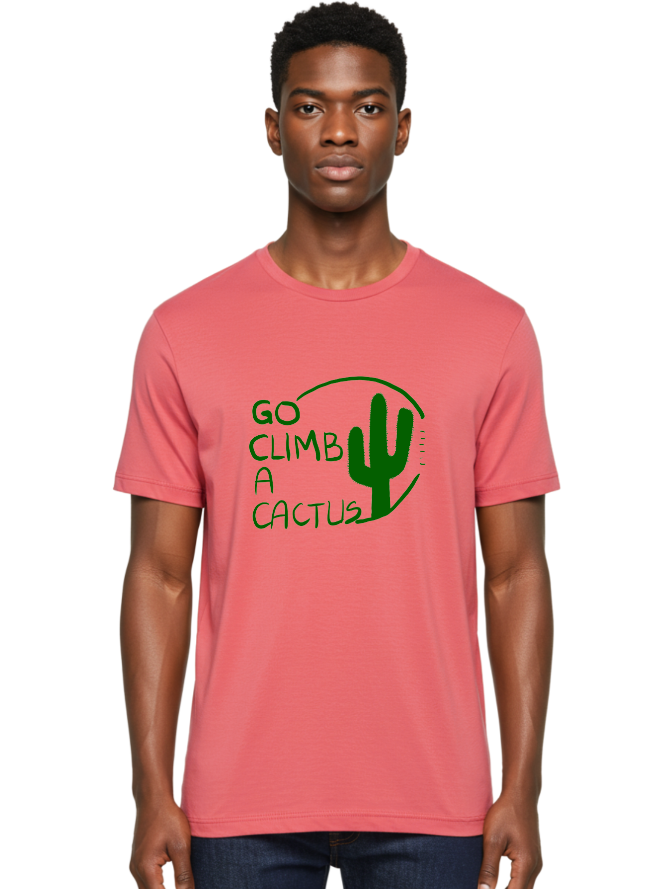 Go-Climb-A-Cactus Men'S Graphic Tee, 100% Cotton, Comfortable Casual Summer Wear, Machine Washable, Go Climb Cactus, Funny Sayings, Motivational Quotes, Satire, Humor, Adventure, Outdoors, Quirky, Cactus Love, Sarcasm -  Aaa047 10