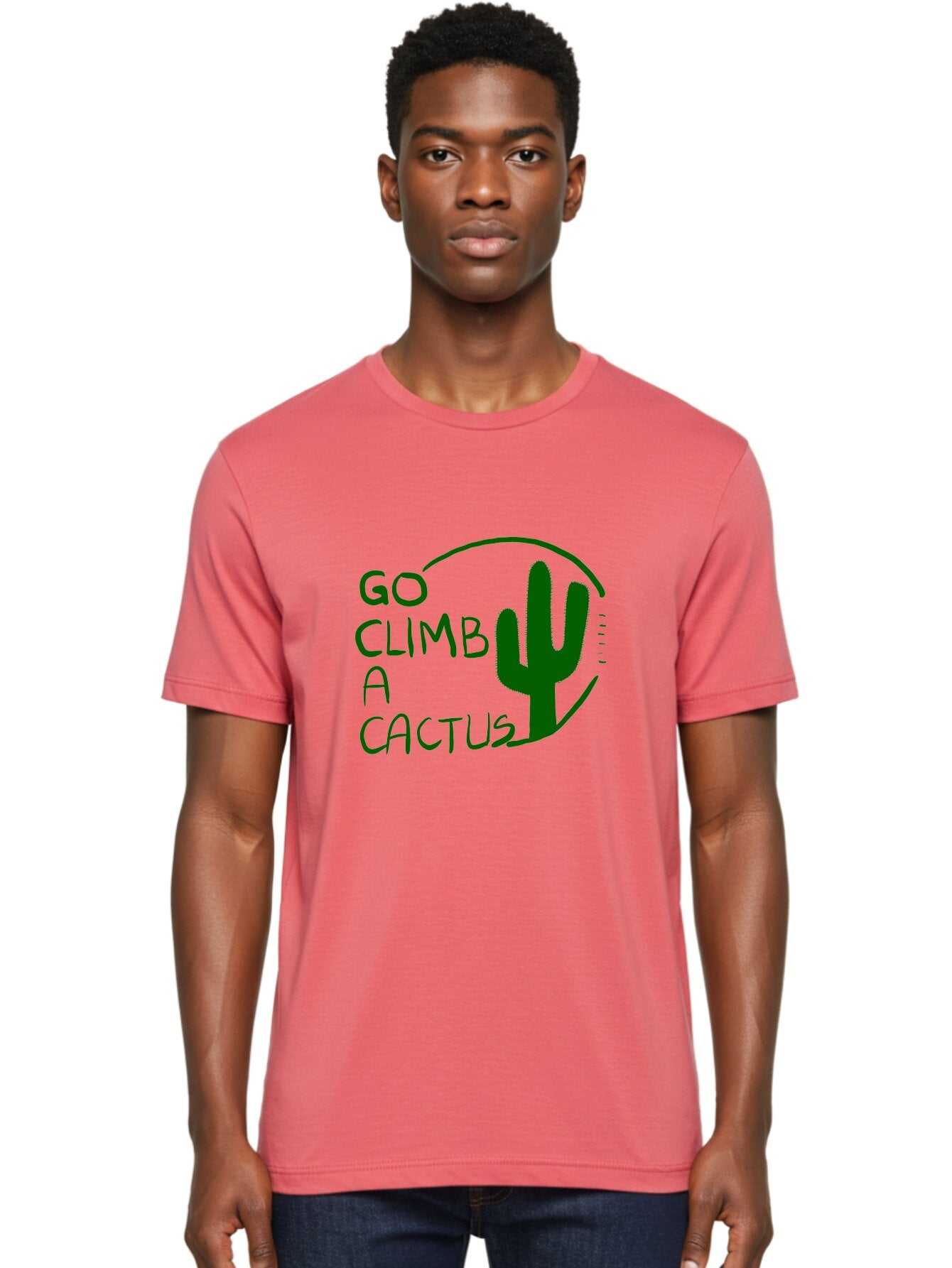 Go-Climb-A-Cactus Men'S Graphic Tee, 100% Cotton, Comfortable Casual Summer Wear, Machine Washable, Go Climb Cactus, Funny Sayings, Motivational Quotes, Satire, Humor, Adventure, Outdoors, Quirky, Cactus Love, Sarcasm -  Aaa047 28