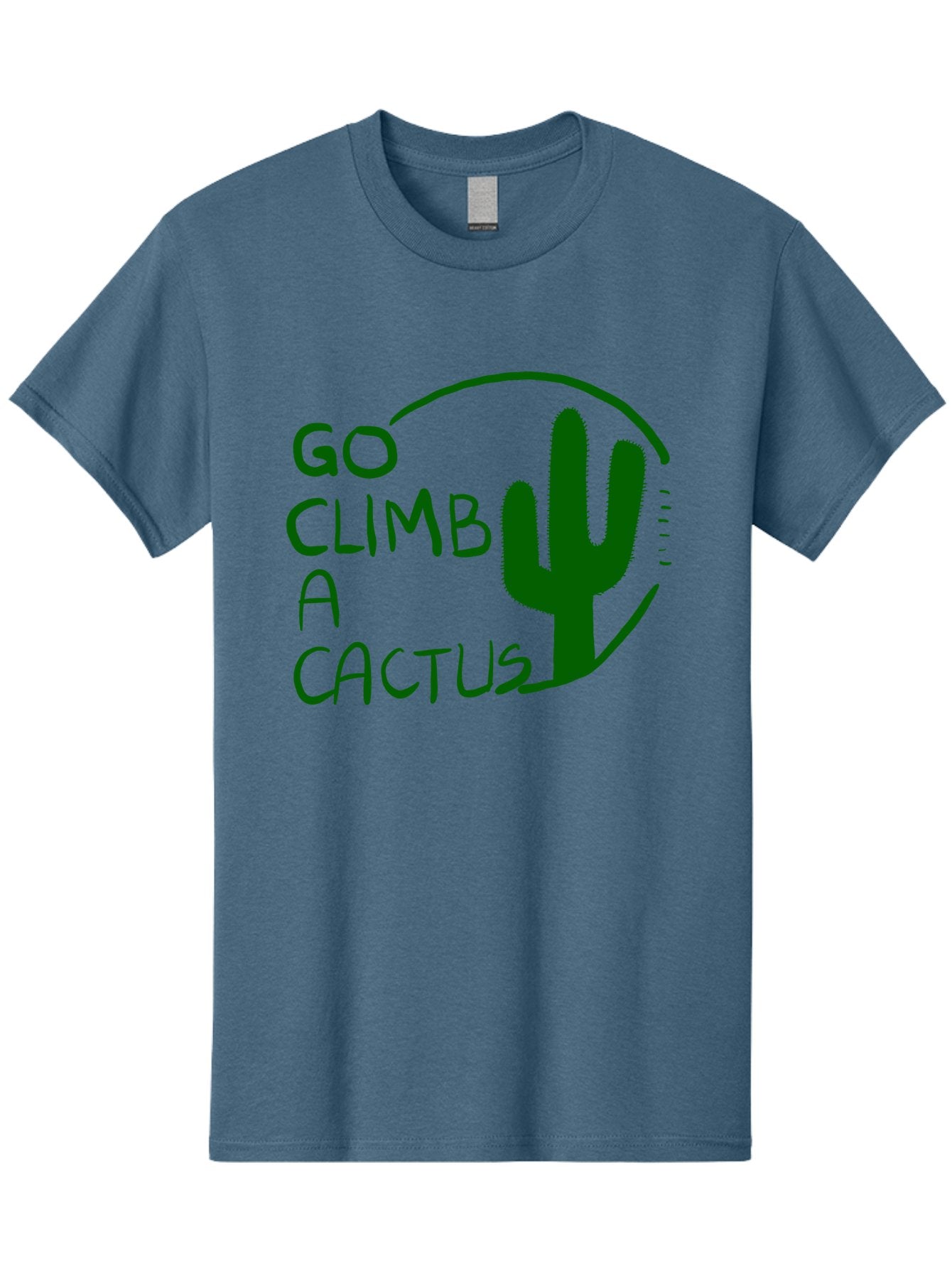 Go-Climb-A-Cactus Men'S Graphic Tee, 100% Cotton, Comfortable Casual Summer Wear, Machine Washable, Go Climb Cactus, Funny Sayings, Motivational Quotes, Satire, Humor, Adventure, Outdoors, Quirky, Cactus Love, Sarcasm -  Aaa047 25